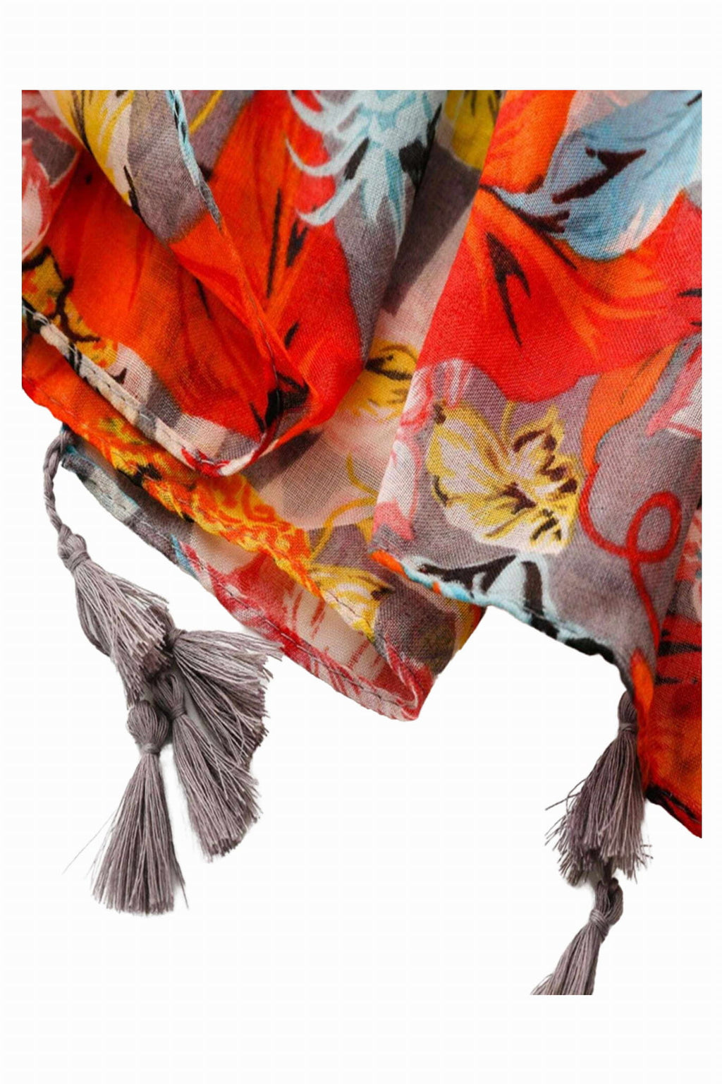 Bok szala z kolorowym nadrukiem w czerwieni, błękicie, żółci i zieleni | KAMEA | Spironik.pl