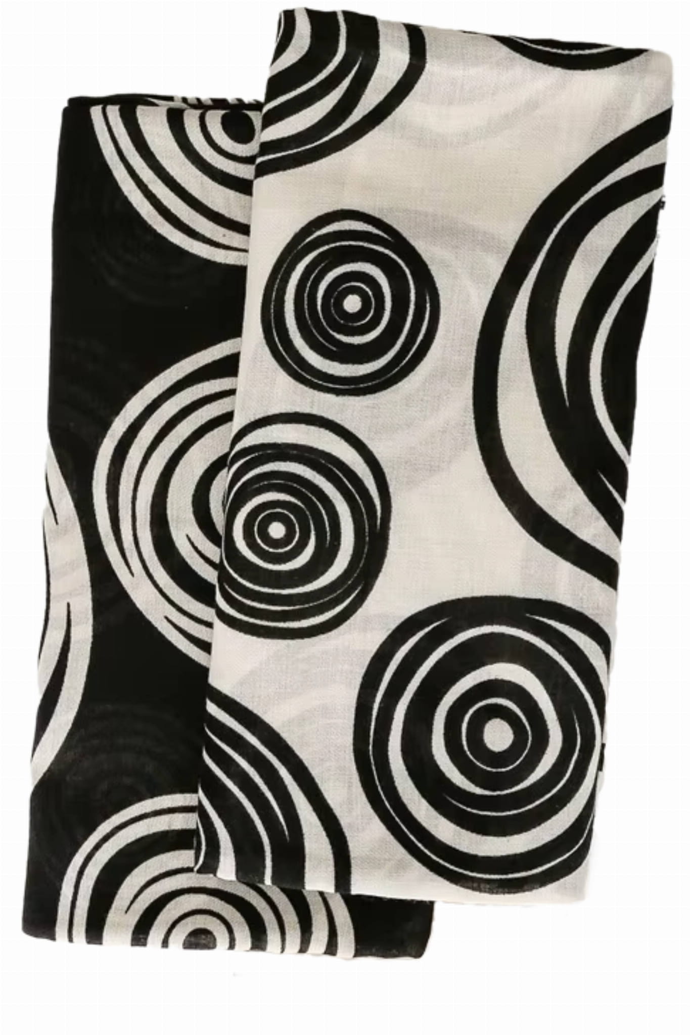 Kremowo-czarny szal rozłożony na stole, ukazujący jego duże wymiary 180x90 cm | KAMEA | Spironik.pl