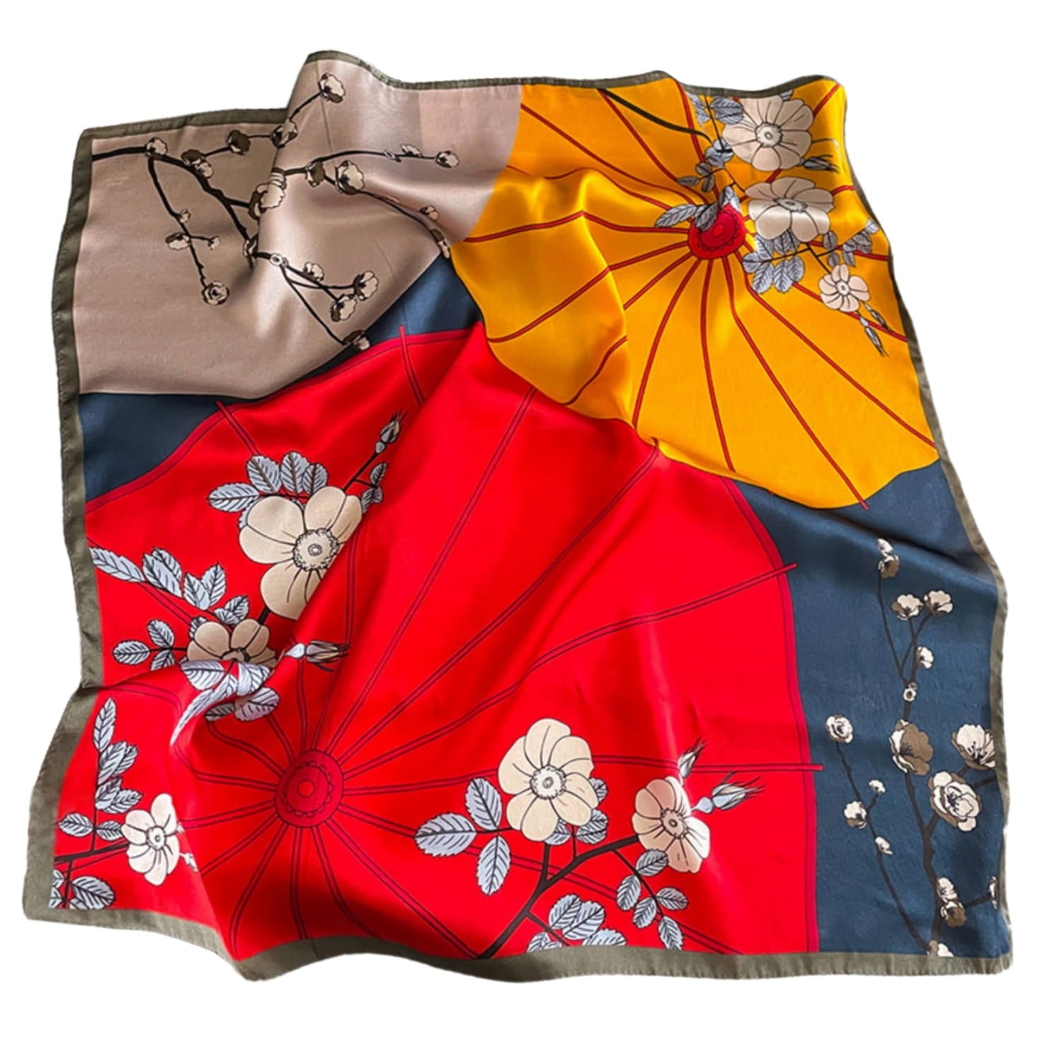 Apaszka z jedwabiu w formacie 70x70 cm, idealna do stylizacji na każdą porę roku | KAMEA | Spironik.pl