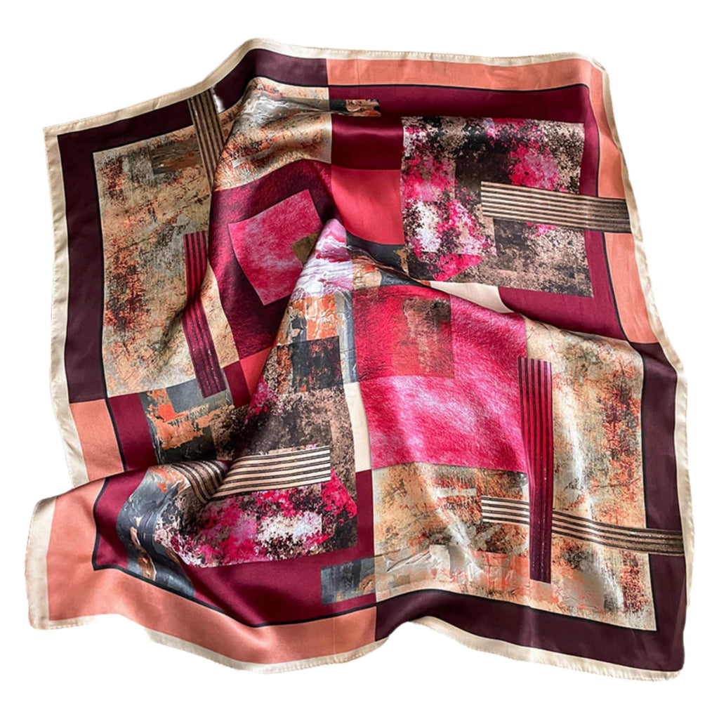 Apaszka, Model: ZS160//T42//21, Kolor: burgundowy, Skład materiału: 100% Jedwab, Przeznaczenie: Wielosezonowe, Wymiary(długość/szerokość): 70cm/70cm (Apaszka, zdjęcie 4)