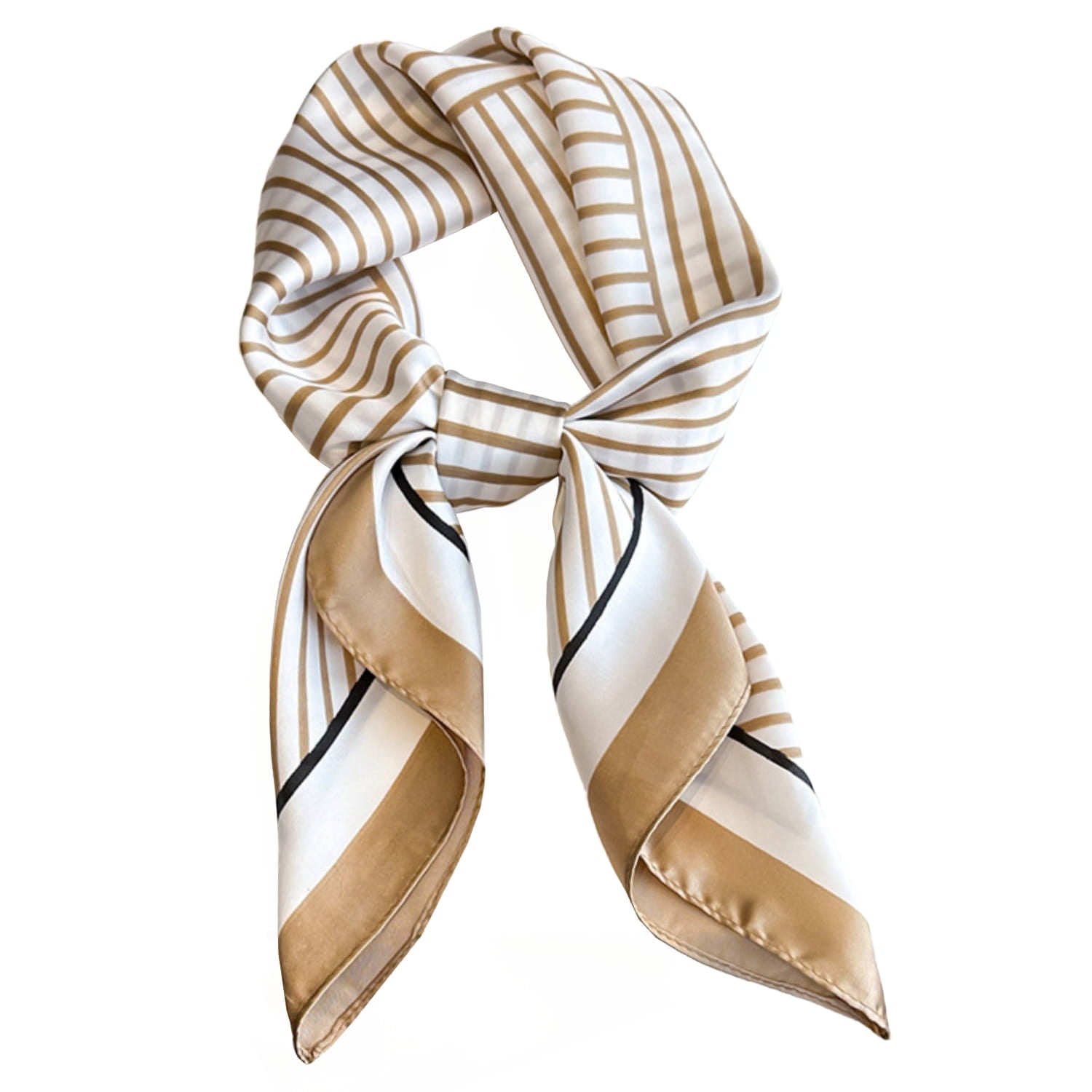 Apaszka w geometryczne pasy w pełnej skali, prezentująca elegancki design i kolorystykę | KAMEA | Spironik.pl