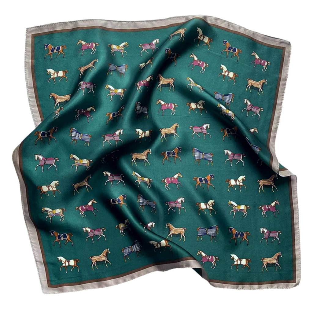 Apaszka, Model: FJ099-1//T40//19, Kolor: ciemny zielony, Skład materiału: 100% Poliester, Przeznaczenie: Wielosezonowe, Wymiary(długość/szerokość): 70cm/70cm (Apaszka, zdjęcie 9)