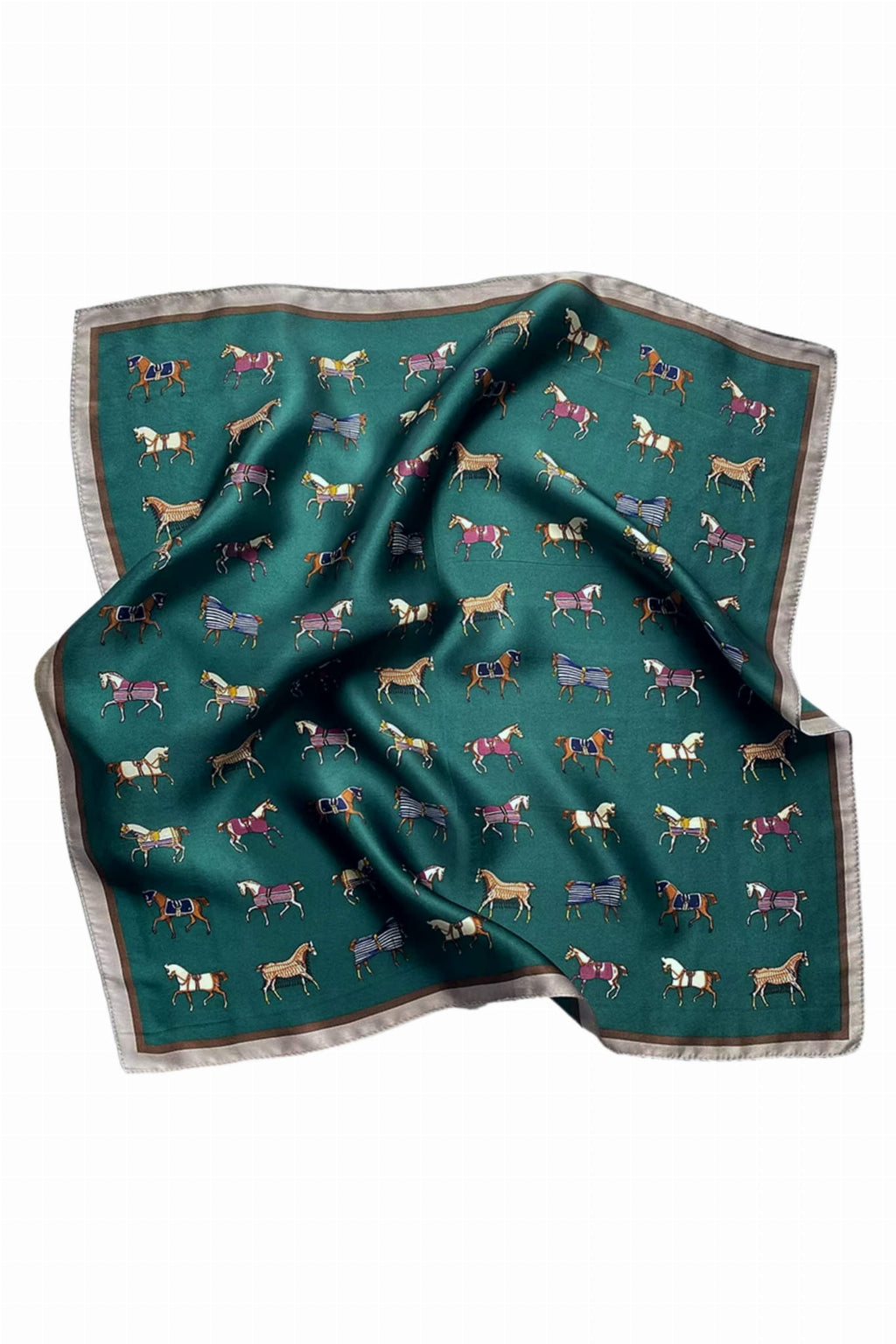 Apaszka, Model: FJ099-1//T40//19, Kolor: ciemny zielony, Skład materiału: 100% Poliester, Przeznaczenie: Wielosezonowe, Wymiary(długość/szerokość): 70cm/70cm (Apaszka, zdjęcie 2)