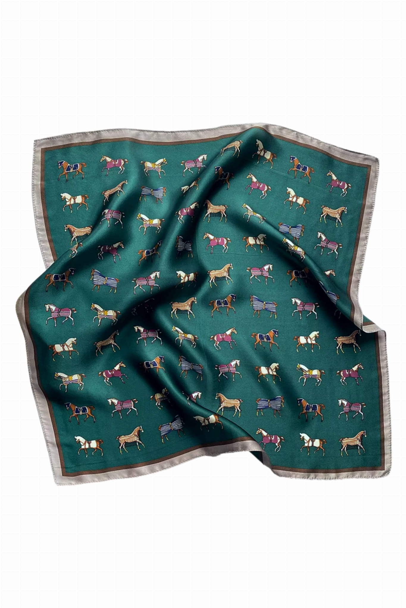 Apaszka, Model: FJ099-1//T40//19, Kolor: ciemny zielony, Skład materiału: 100% Poliester, Przeznaczenie: Wielosezonowe, Wymiary(długość/szerokość): 70cm/70cm (Apaszka, zdjęcie 2)