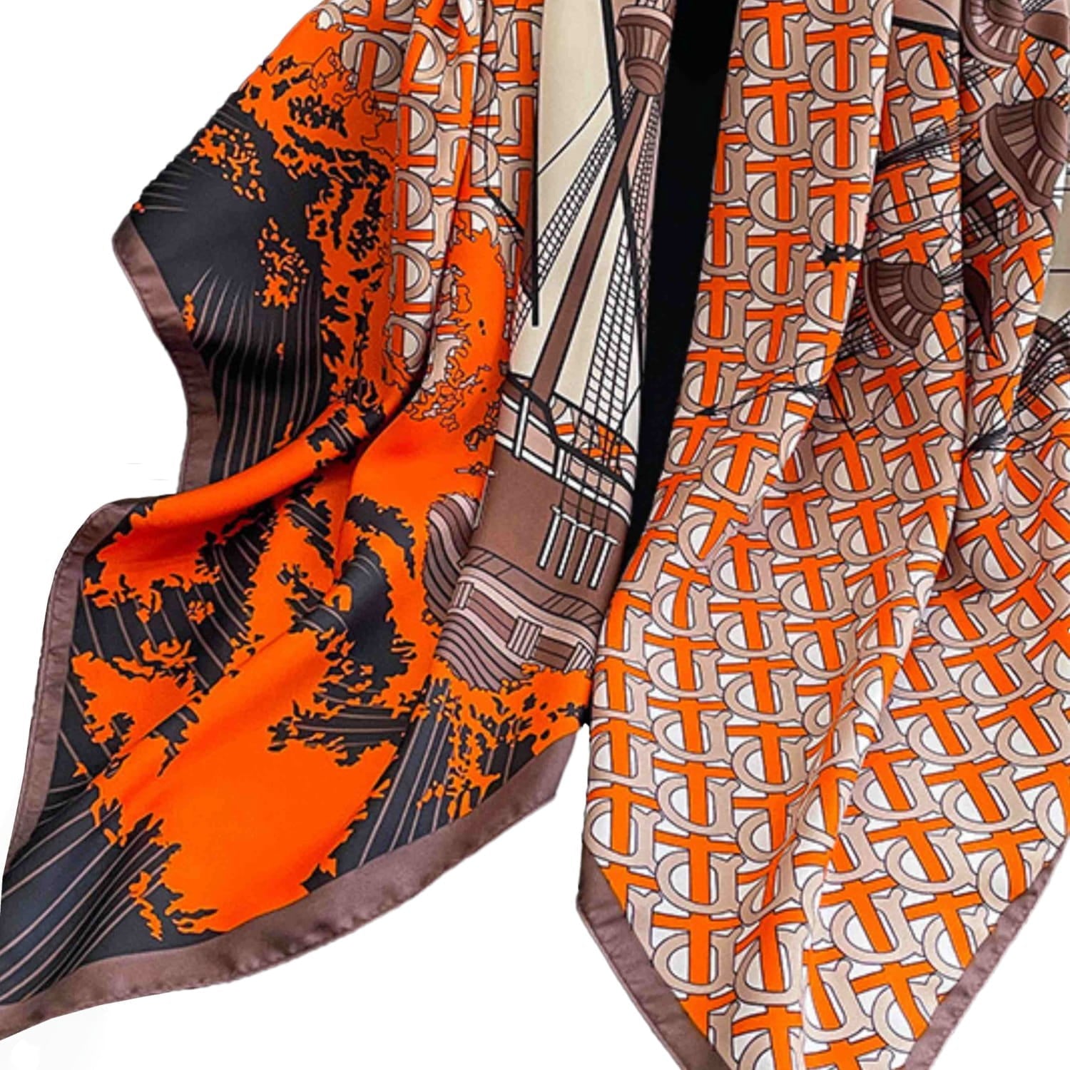 Apaszka, Model: F347-1//T35//14, Kolor: pomarańczowy, Skład materiału: 100% Poliester, Przeznaczenie: Wielosezonowe, Wymiary(długość/szerokość): 90cm/90cm (Apaszka, zdjęcie 5)