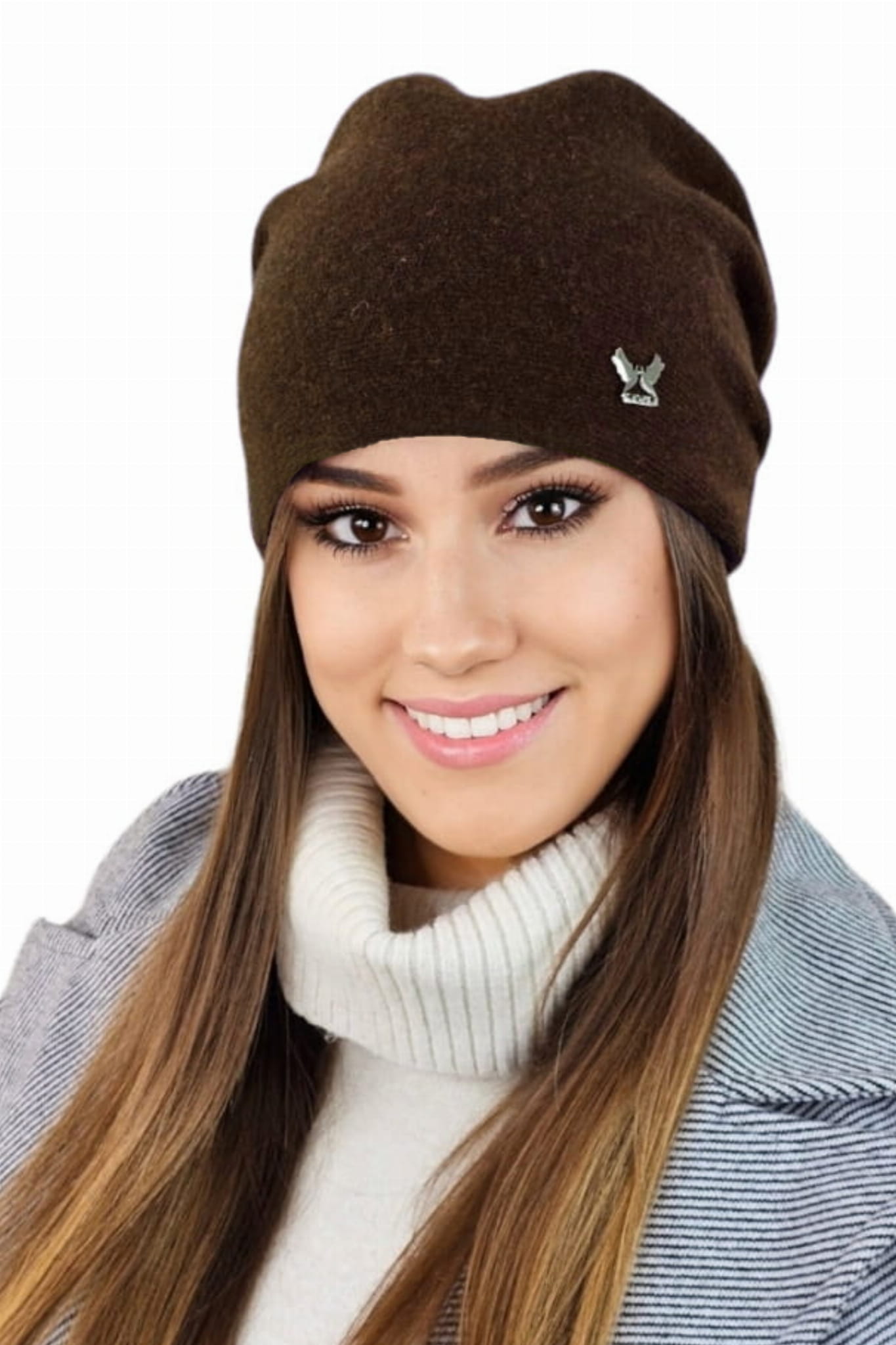 Čepice, Model: Lily, Barva: hnědá, Složení materiálu: 80% Vlna; 20% Polyamid, Určení: Podzim/Zima, Velikost: Univerzální (54-60)