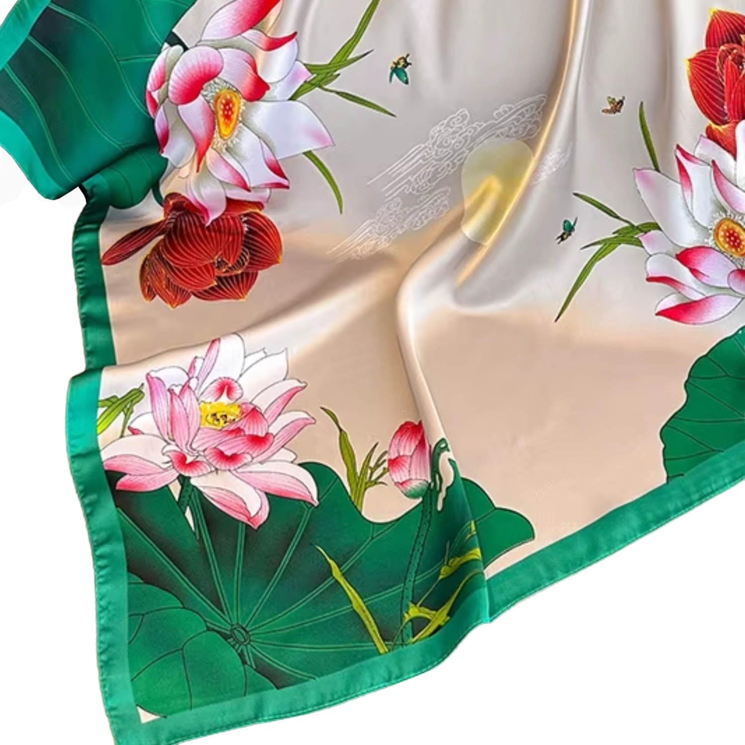 Apaszka satynowa 70x70 cm z widokiem na całość, prezentująca artystyczny wzór inspirowany naturą | KAMEA | Spironik.pl