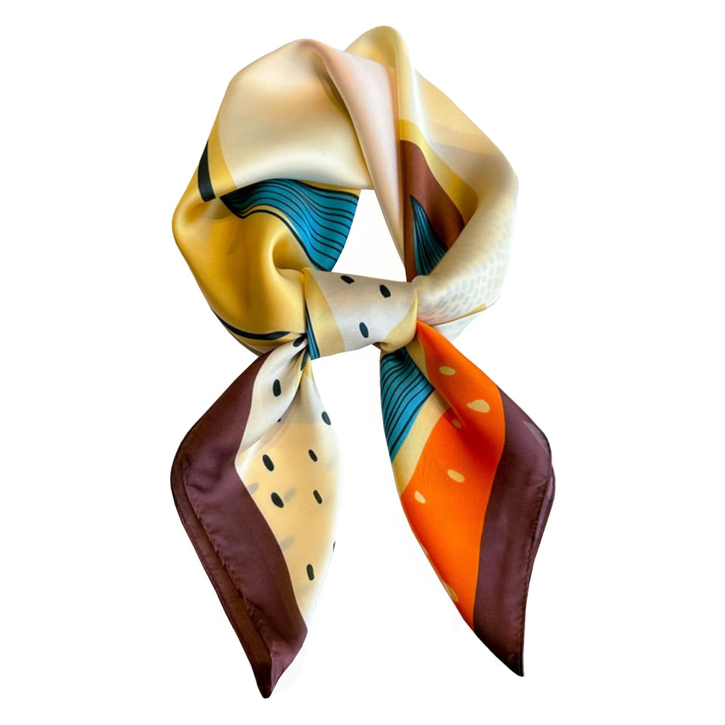 Wzór apaszki z bliska, ukazujący organiczne kontury i subtelną fakturę satyny poliestrowej | KAMEA | Spironik.pl