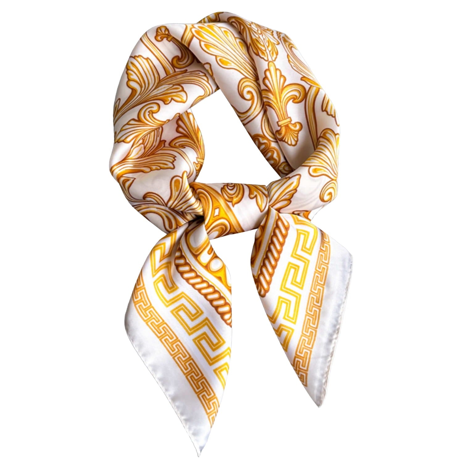 Wzór grecki na bordiurze apaszki, podkreślający jej luksusowy charakter | KAMEA | Spironik.pl