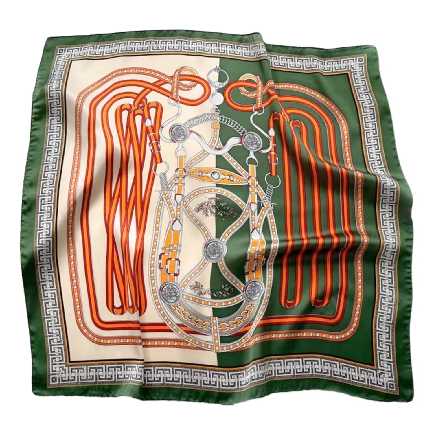 Apaszka w użyciu jako ozdoba torebki, prezentująca elegancki styl i kolorystykę | KAMEA | Spironik.pl