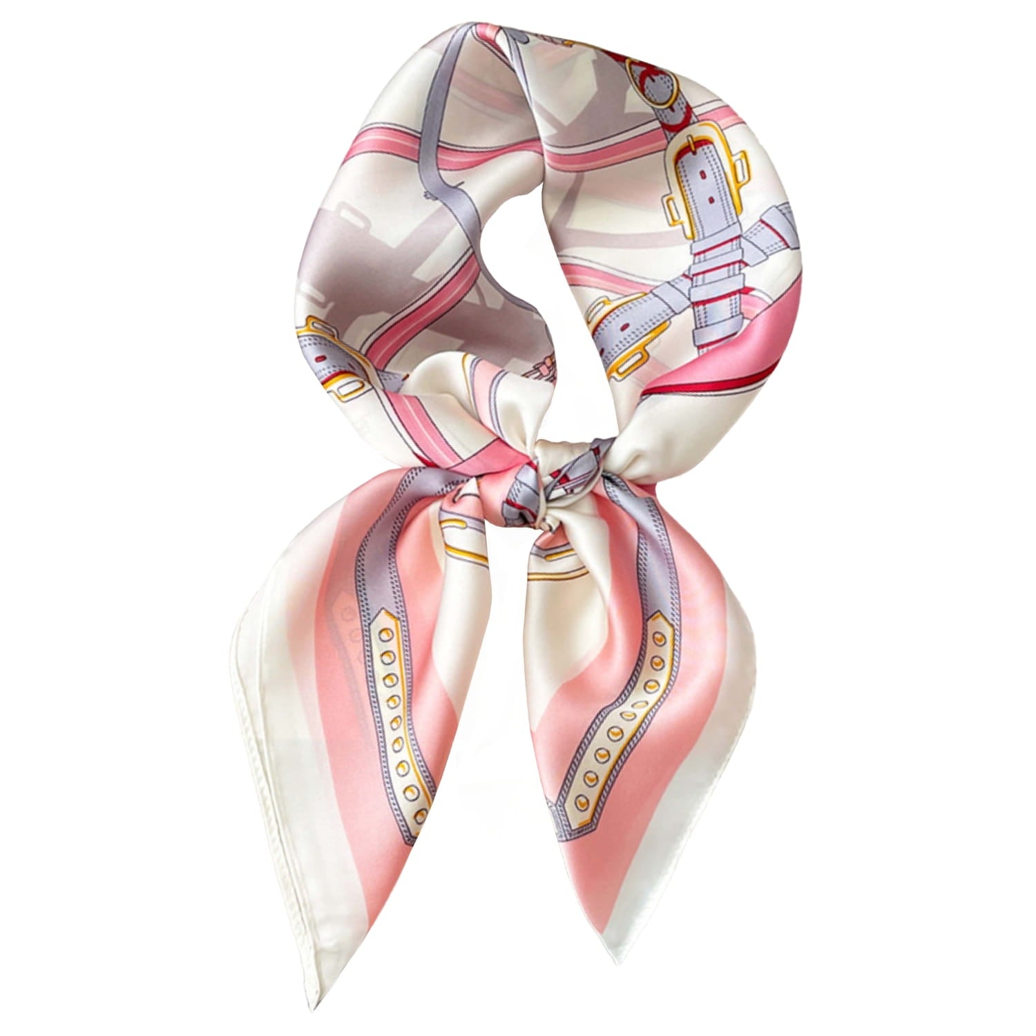 Kremowe tło apaszki z motywem jeździeckim, doskonałe do codziennych stylizacji i na prezent | KAMEA | Spironik.pl