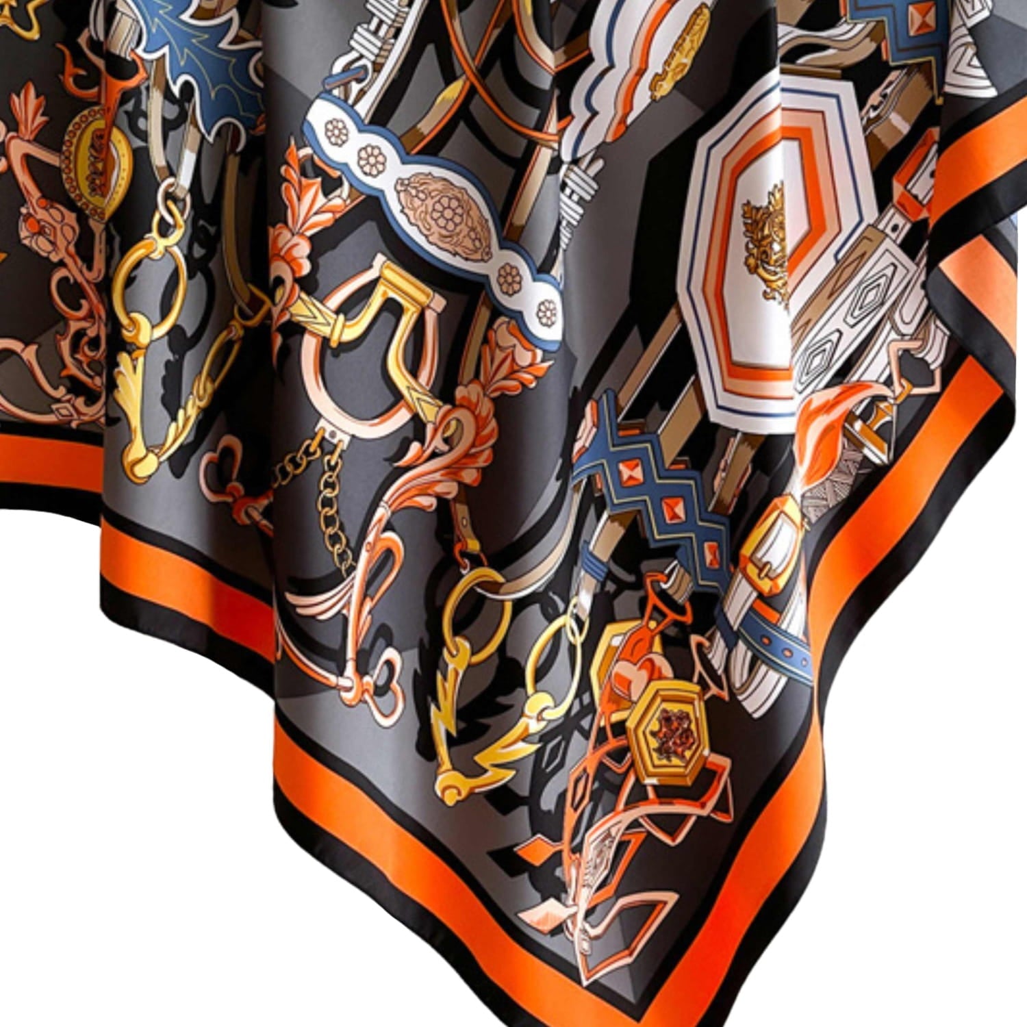 Apaszka, Model: F278-1//T36//15, Kolor: czarny, Skład materiału: 100% Poliester, Przeznaczenie: Wielosezonowe, Wymiary(długość/szerokość): 90cm/90cm (Apaszka, zdjęcie 6)