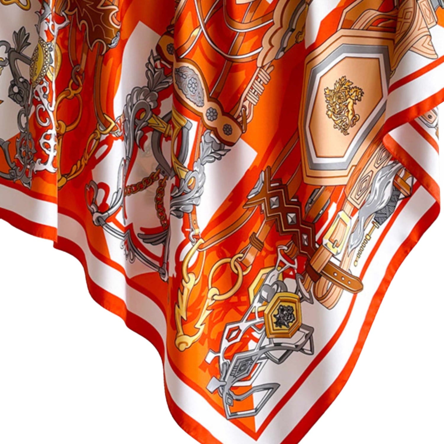 Apaszka, Model: F278-2//T36//15, Kolor: pomarańczowy, Skład materiału: 100% Poliester, Przeznaczenie: Wielosezonowe, Wymiary(długość/szerokość): 90cm/90cm (Apaszka, zdjęcie 5)