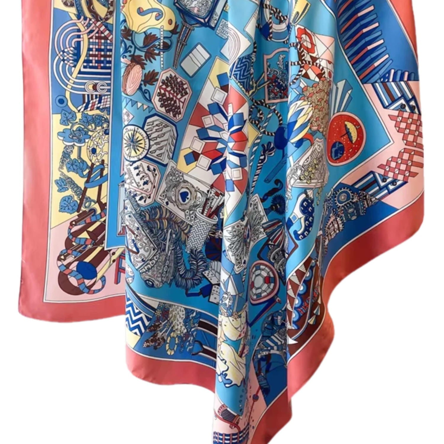 Apaszka, Model: F249-3//T36//15, Kolor: niebieski, Skład materiału: 100% Poliester, Przeznaczenie: Wielosezonowe, Wymiary(długość/szerokość): 90cm/90cm (Apaszka, zdjęcie 3)