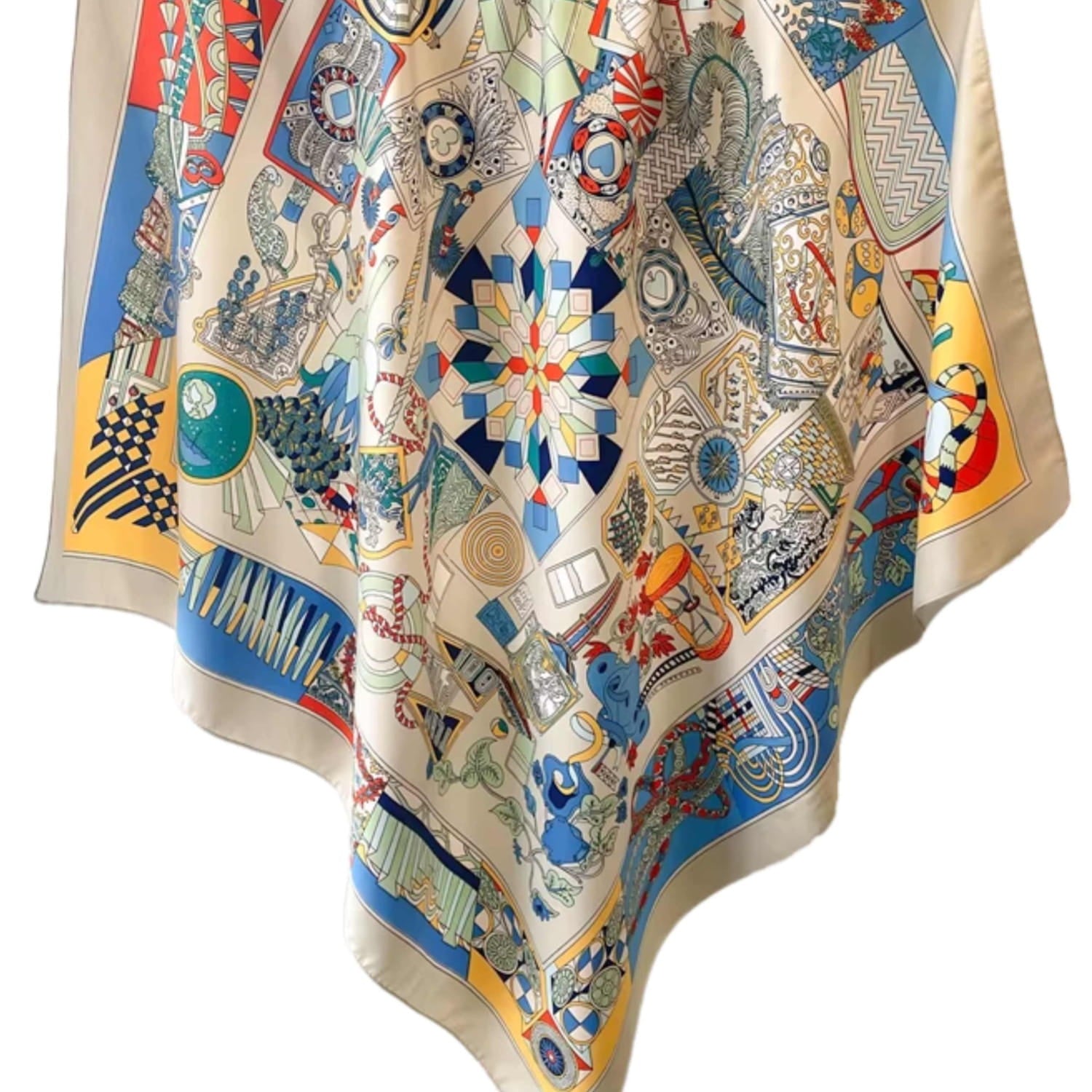 Apaszka, Model: F249-4//T36//15, Kolor: beżowy, Skład materiału: 100% Poliester, Przeznaczenie: Wielosezonowe, Wymiary(długość/szerokość): 90cm/90cm (Apaszka, zdjęcie 4)