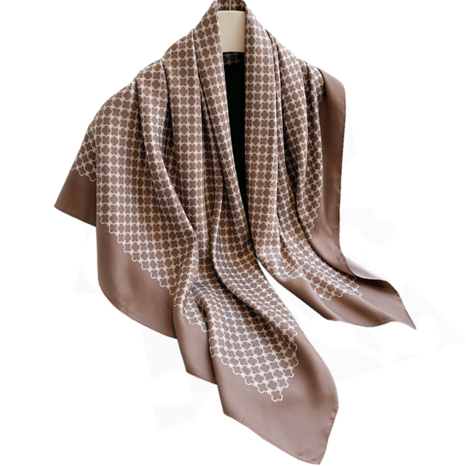 Boczny widok apaszki ukazujący harmonijne połączenie brązowego i białego koloru w minimalistycznym designie | KAMEA | Spironik.pl