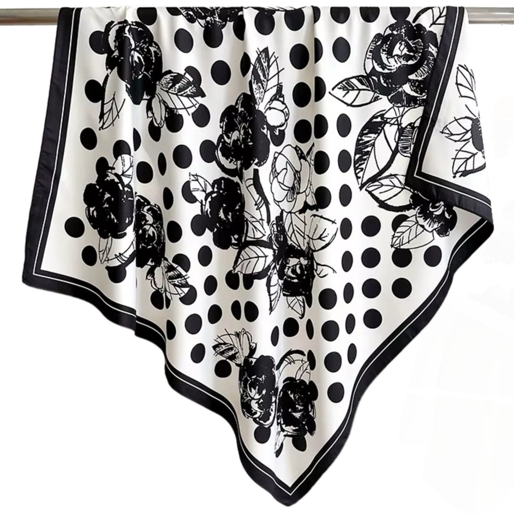 Apaszka, Model: F263-1//T35//14, Kolor: biały, Skład materiału: 100% Poliester, Przeznaczenie: Wielosezonowe, Wymiary(długość/szerokość): 90cm/90cm (Apaszka, zdjęcie 6)