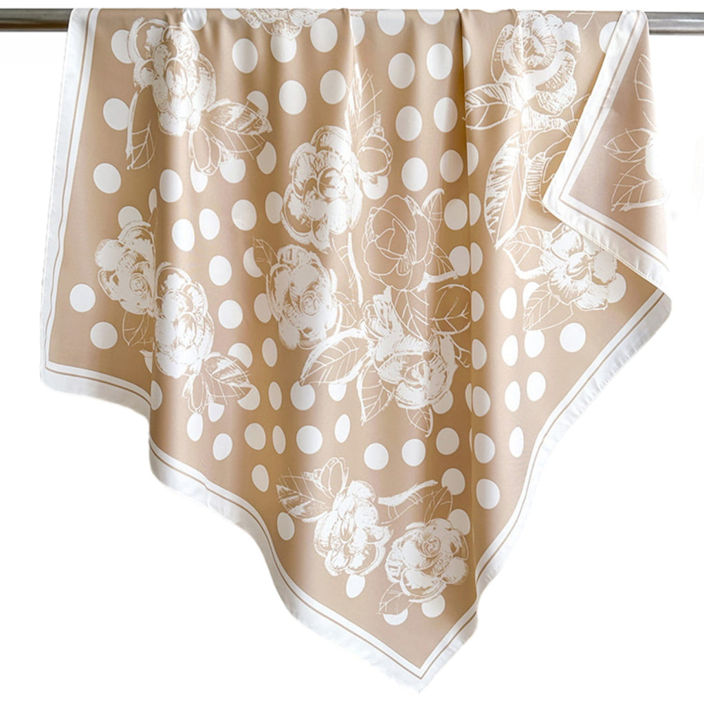 Apaszka, Model: F263-2//T35//14, Kolor: beżowy, Skład materiału: 100% Poliester, Przeznaczenie: Wielosezonowe, Wymiary(długość/szerokość): 90cm/90cm (Apaszka, zdjęcie 7)