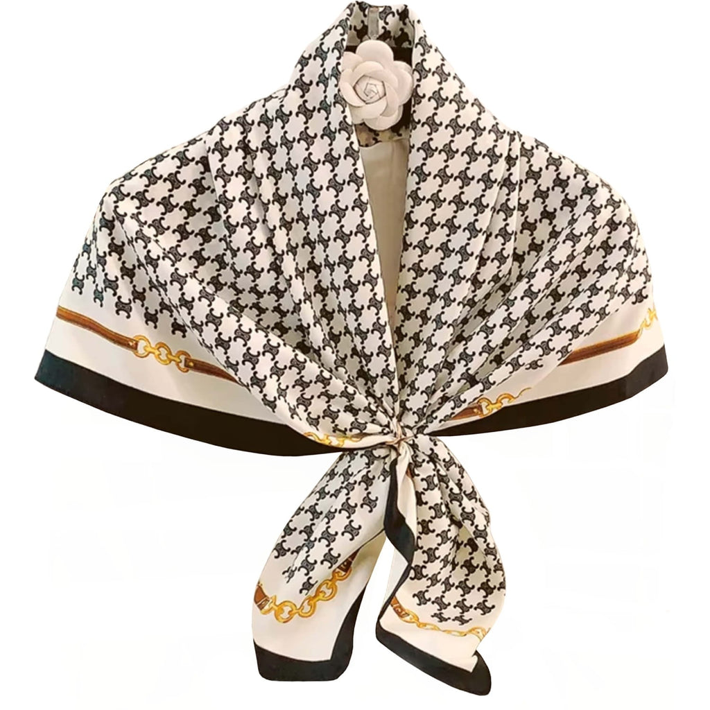 Apaszka w czarno-białym wzorze, doskonała na wiele sezonów i okazji | KAMEA | Spironik.pl