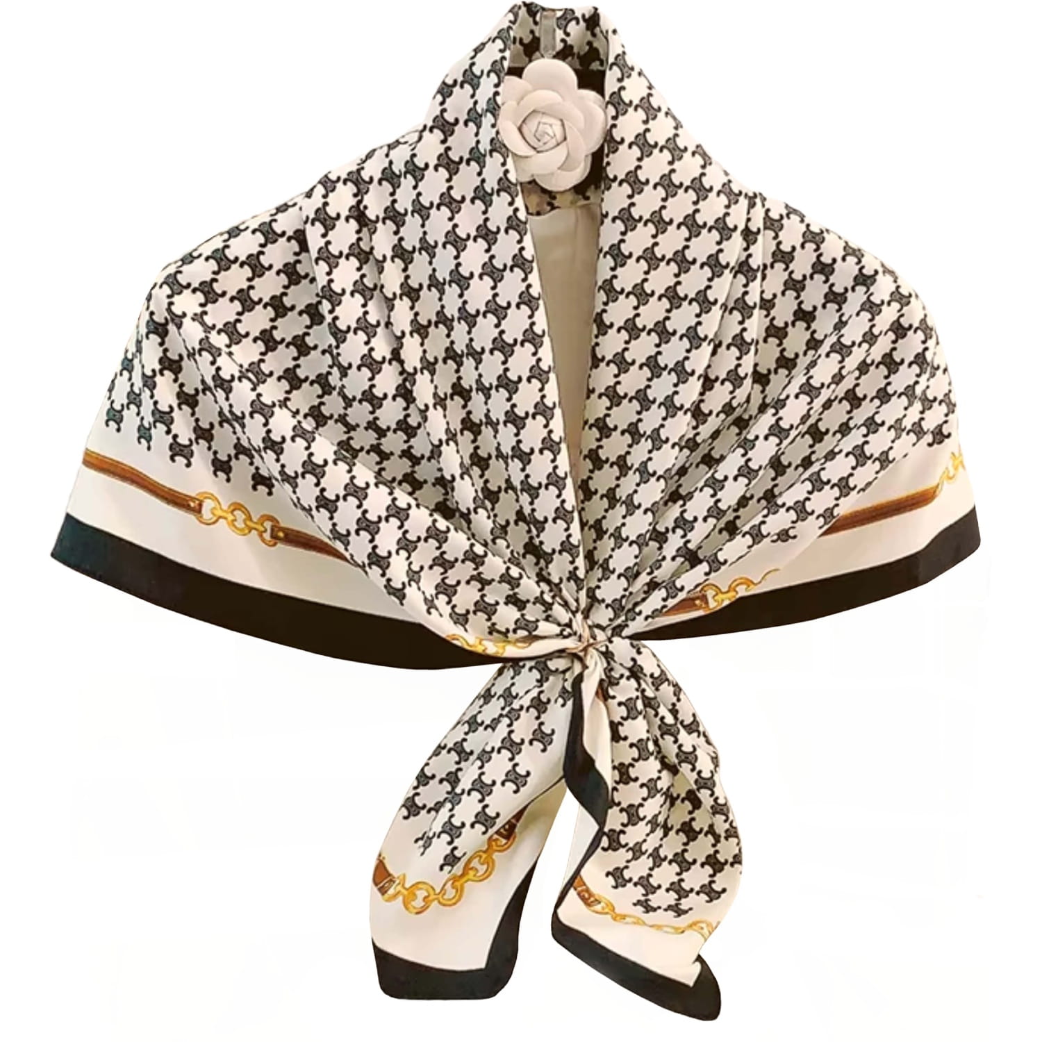 Apaszka w czarno-białym wzorze, doskonała na wiele sezonów i okazji | KAMEA | Spironik.pl