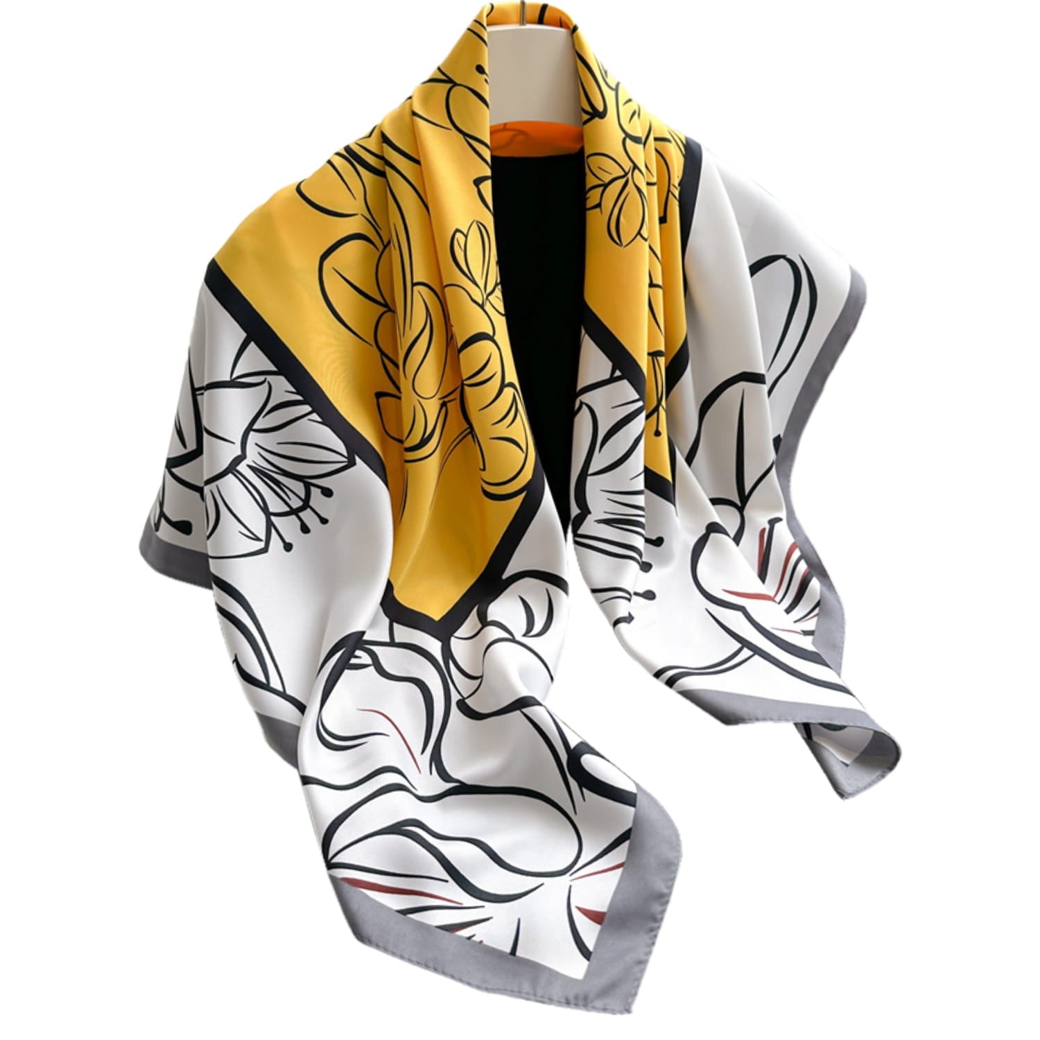 Wzór kwiatowy na apaszce, prezentujący nowoczesny szkic w energetycznej kolorystyce | KAMEA | Spironik.pl