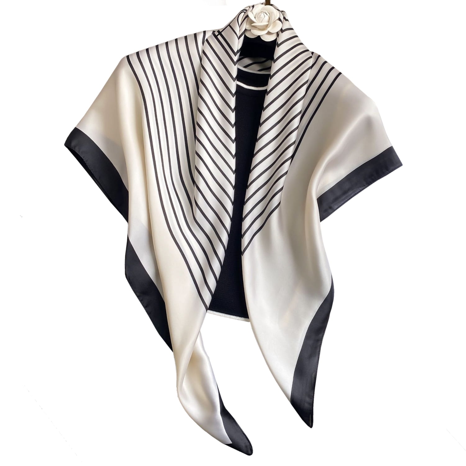 Apaszka, Model: F071-1//T34//13, Kolor: ekru, Skład materiału: 100% Poliester, Przeznaczenie: Wielosezonowe, Wymiary(długość/szerokość): 90cm/90cm (Apaszka, zdjęcie 7)