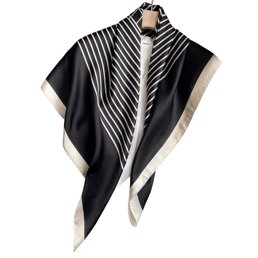 Apaszka, Model: F071-2//T34//13, Kolor: czarny, Skład materiału: 100% Poliester, Przeznaczenie: Wielosezonowe, Wymiary(długość/szerokość): 90cm/90cm (Apaszka, zdjęcie 6)