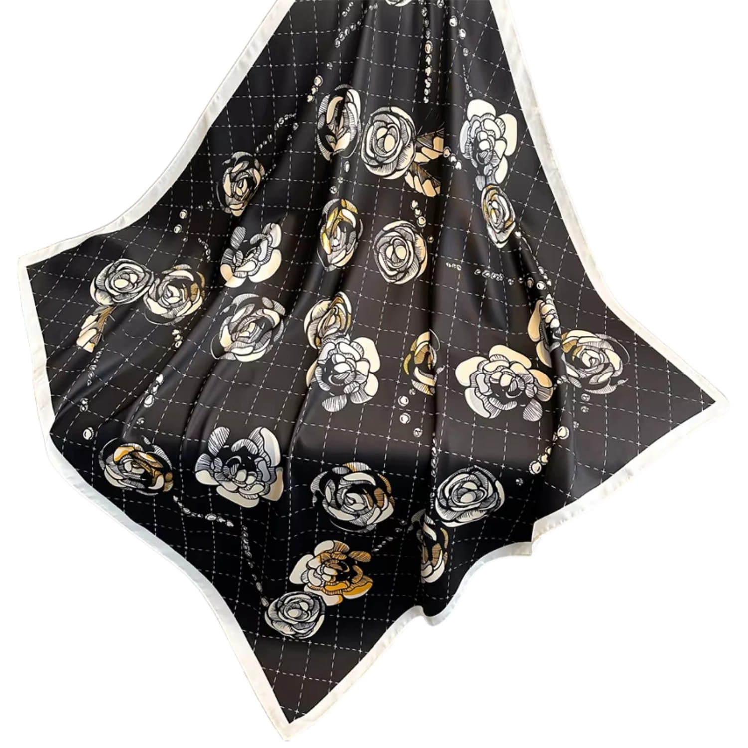 Przód apaszki z motywem róż i kratki, prezentujący jej elegancki design | KAMEA | Spironik.pl