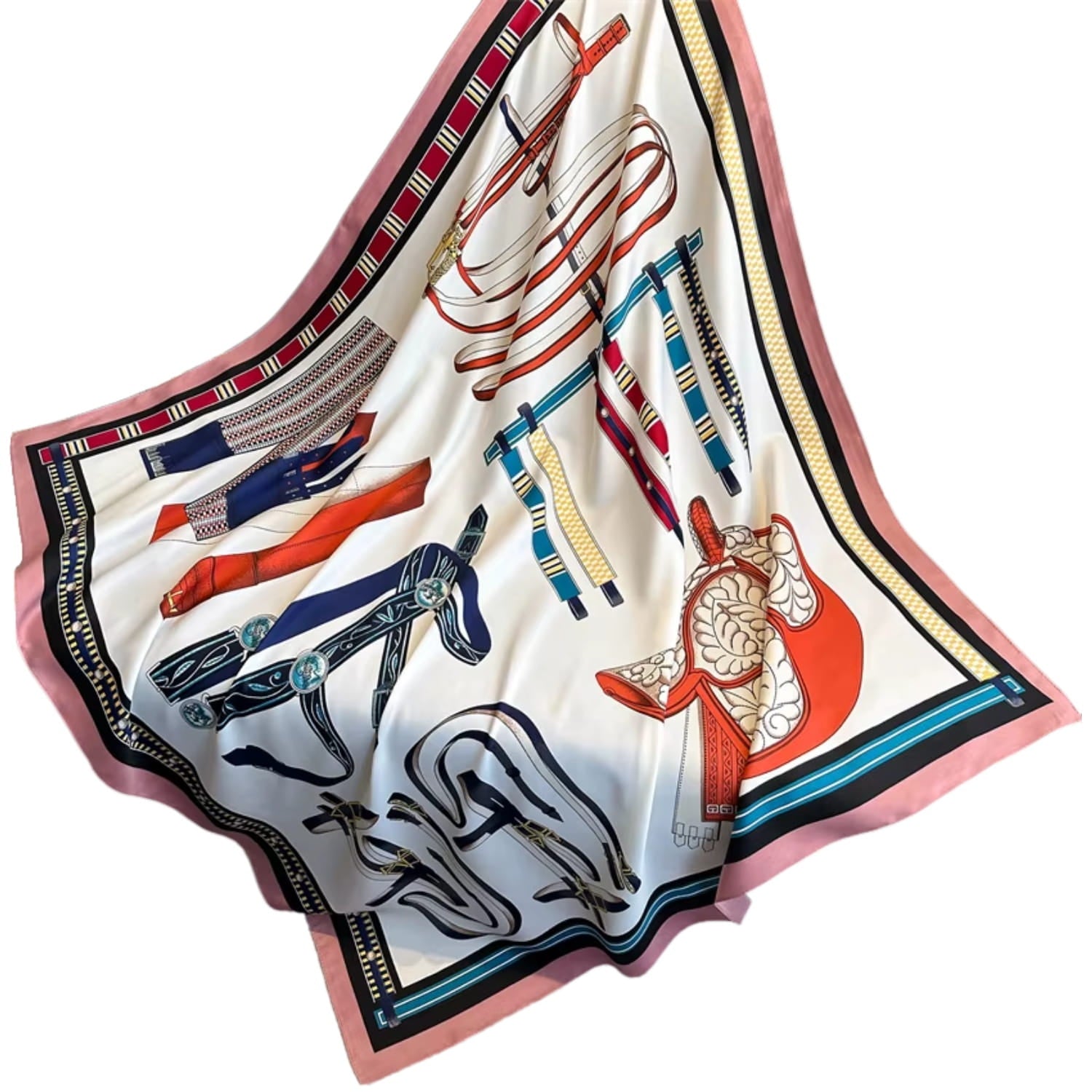 Apaszka w użyciu, stylowo związana na szyi, doskonała do casualowych i eleganckich stylizacji | KAMEA | Spironik.pl