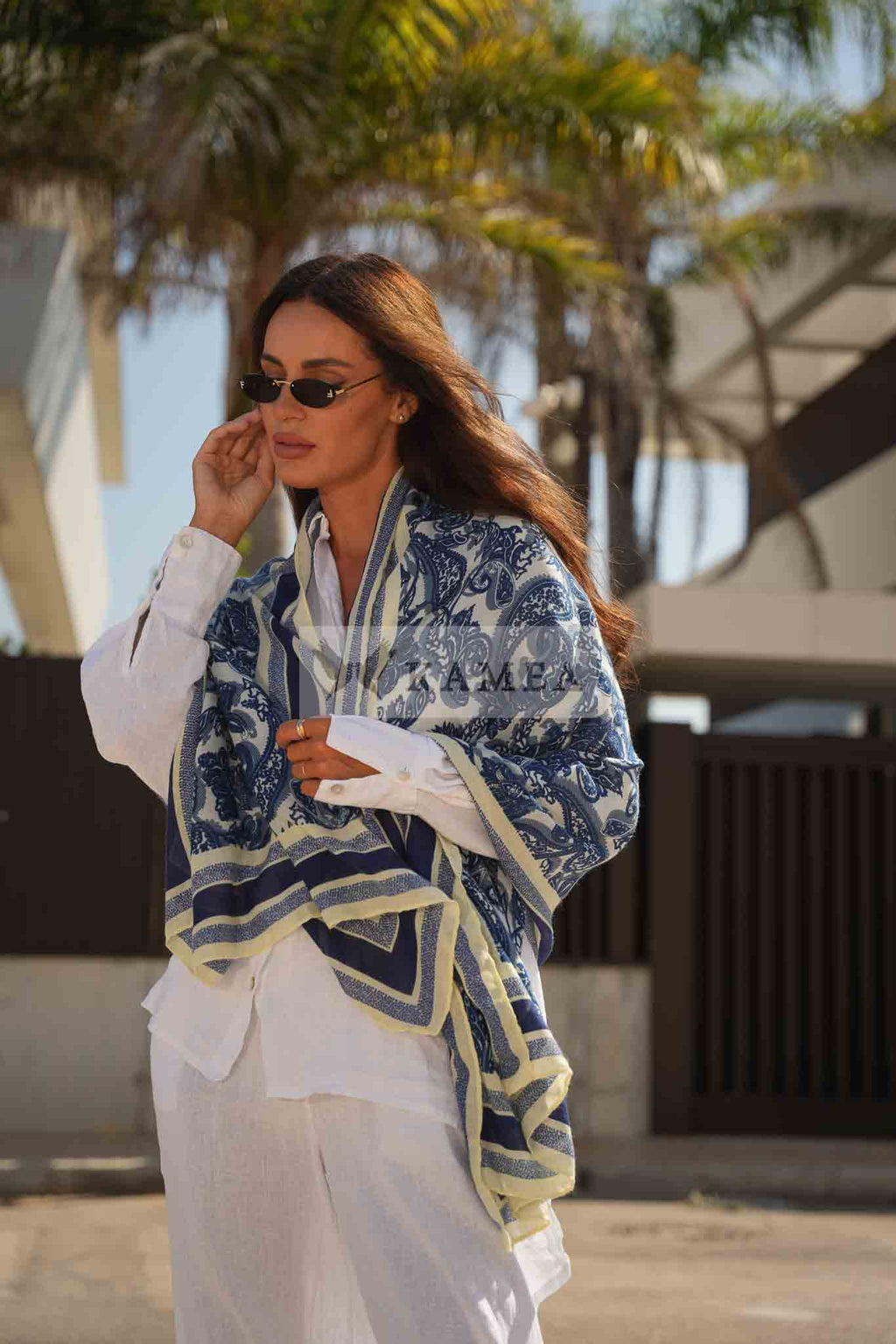 Model: C2270-2//T32//11, Kolor: niebieski, Skład materiału: 100% Wiskoza, Przeznaczenie: Wielosezonowe, Wymiary(długość/szerokość): 180cm/85cm