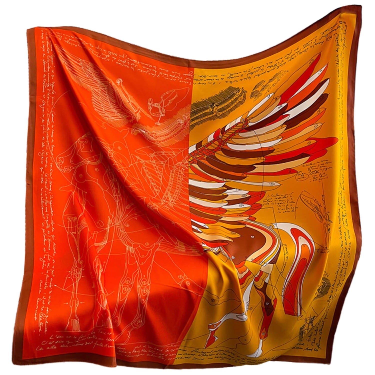 Apaszka, Model: F352-1//T35//14, Kolor: pomarańczowy, Skład materiału: 100% Poliester, Przeznaczenie: Wielosezonowe, Wymiary(długość/szerokość): 90cm/90cm (Apaszka, zdjęcie 4)