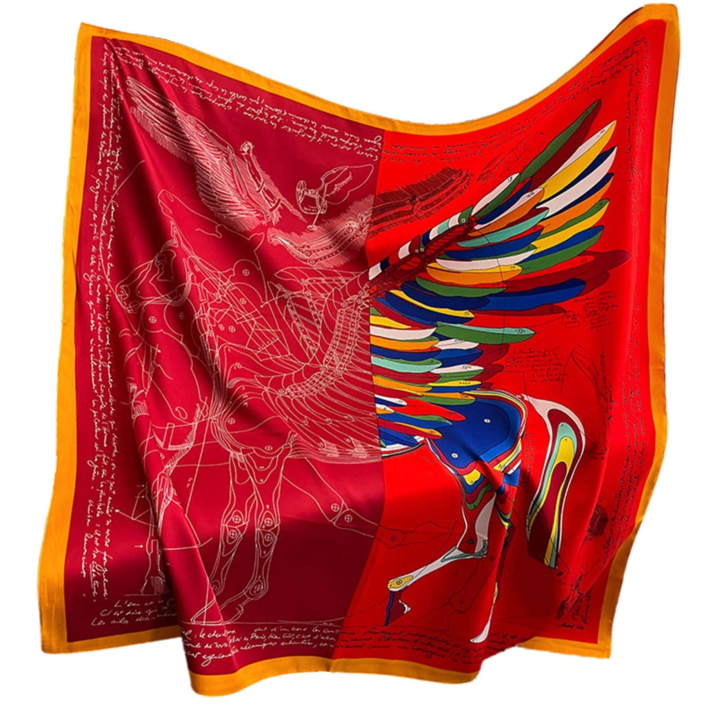 Apaszka, Model: F352-3//T35//14, Kolor: czerwony, Skład materiału: 100% Poliester, Przeznaczenie: Wielosezonowe, Wymiary(długość/szerokość): 90cm/90cm (Apaszka, zdjęcie 3)