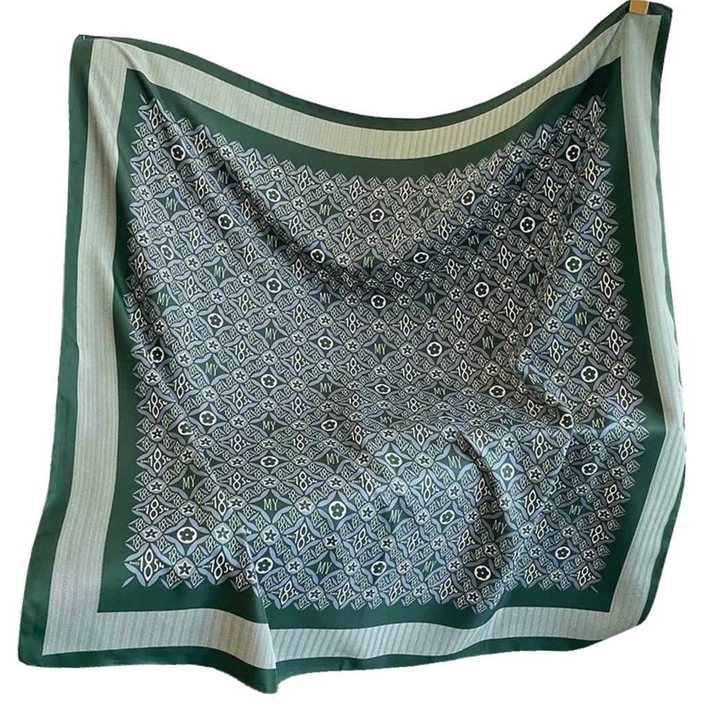 Apaszka, Model: F344-2//T35//14, Kolor: ciemny zielony, Skład materiału: 100% Poliester, Przeznaczenie: Wielosezonowe, Wymiary(długość/szerokość): 90cm/90cm (Apaszka, zdjęcie 5)