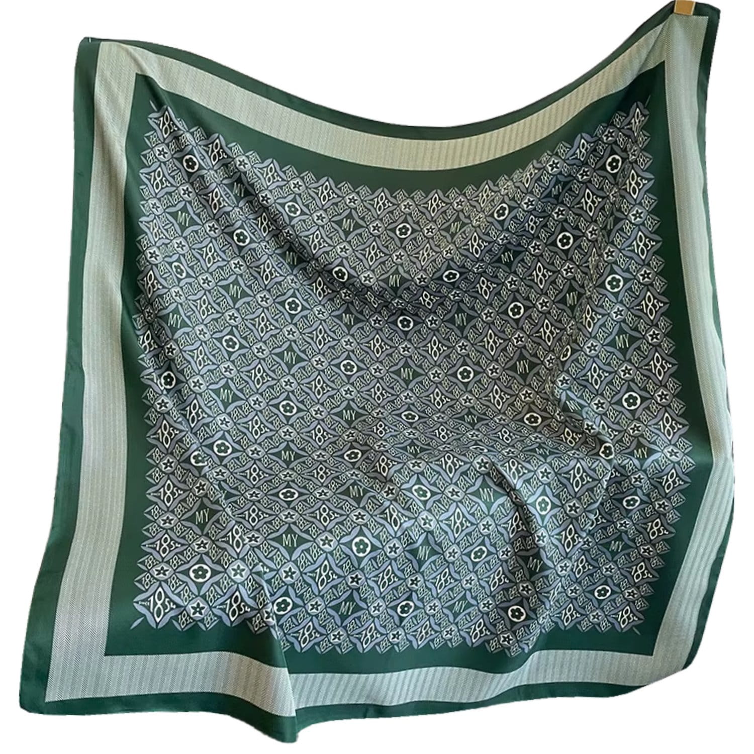 Apaszka, Model: F344-2//T35//14, Kolor: ciemny zielony, Skład materiału: 100% Poliester, Przeznaczenie: Wielosezonowe, Wymiary(długość/szerokość): 90cm/90cm (Apaszka, zdjęcie 5)