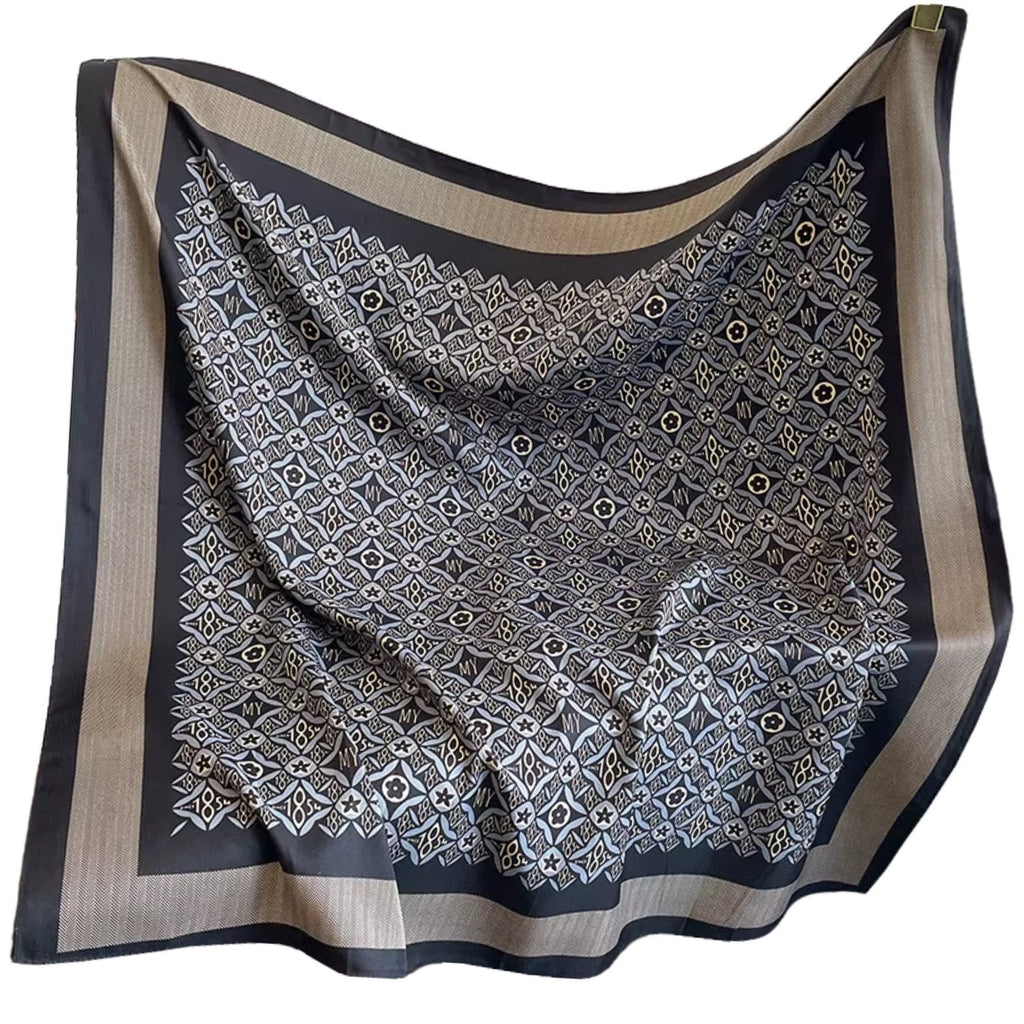 Apaszka, Model: F344-3//T35//14, Kolor: czarny, Skład materiału: 100% Poliester, Przeznaczenie: Wielosezonowe, Wymiary(długość/szerokość): 90cm/90cm (Apaszka, zdjęcie 4)