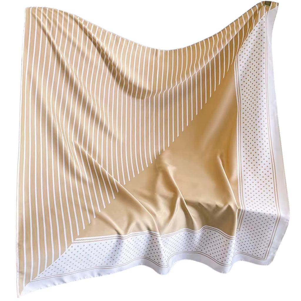 Apaszka, Model: F338-1//T35//14, Kolor: beżowy, Skład materiału: 100% Poliester, Przeznaczenie: Wielosezonowe, Wymiary(długość/szerokość): 90cm/90cm (Apaszka, zdjęcie 3)