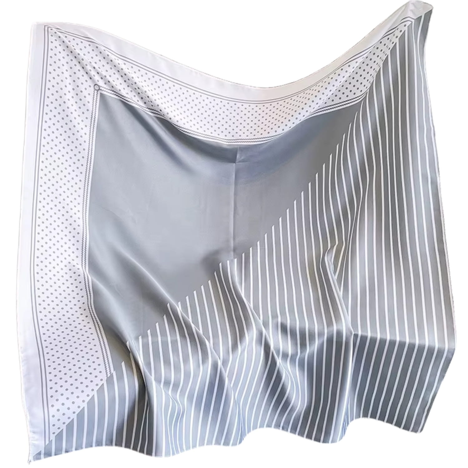 Apaszka, Model: F338-2//T35//14, Kolor: szary, Skład materiału: 100% Poliester, Przeznaczenie: Wielosezonowe, Wymiary(długość/szerokość): 90cm/90cm (Apaszka, zdjęcie 4)