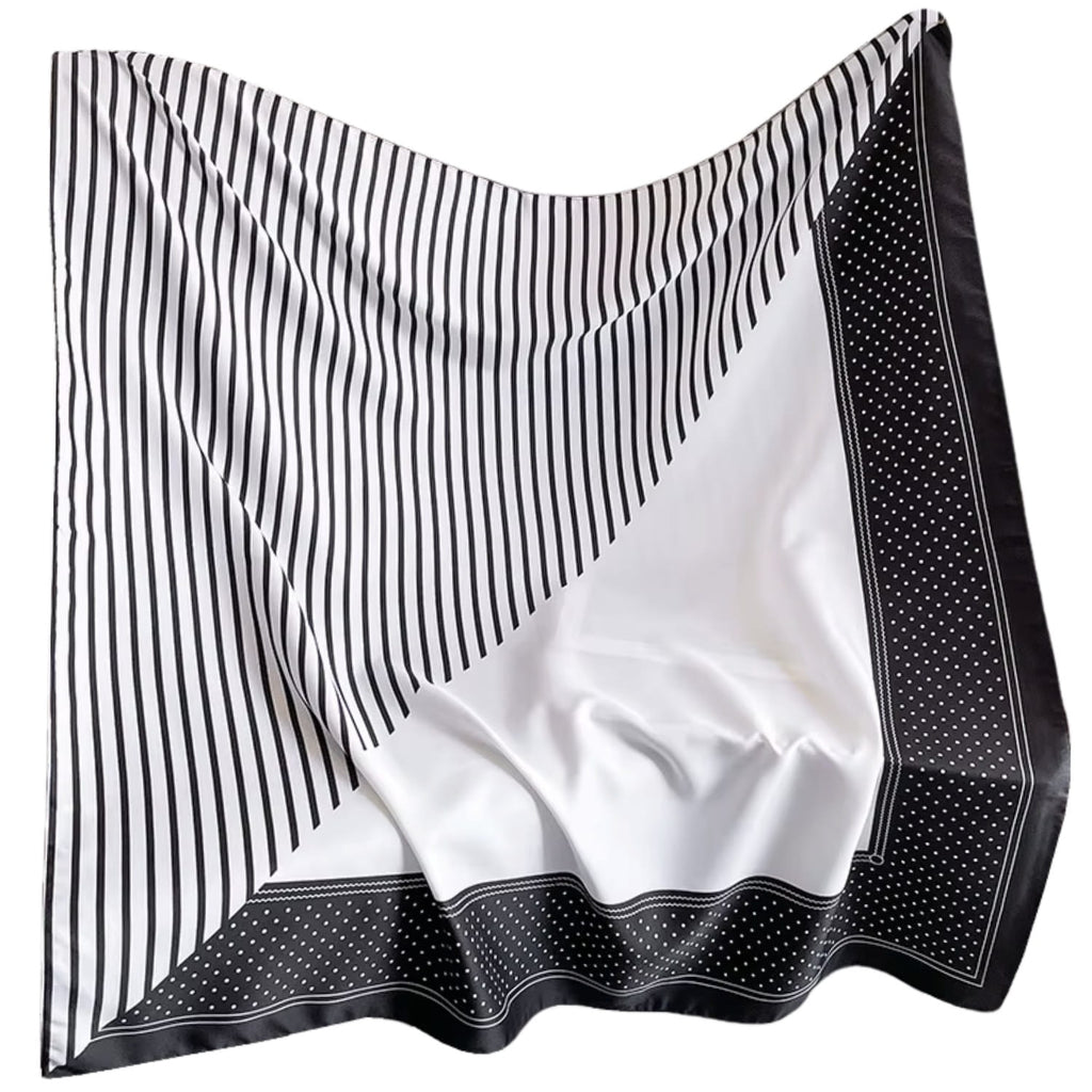 Apaszka, Model: F338-3//T35//14, Kolor: czarny, Skład materiału: 100% Poliester, Przeznaczenie: Wielosezonowe, Wymiary(długość/szerokość): 90cm/90cm (Apaszka, zdjęcie 4)