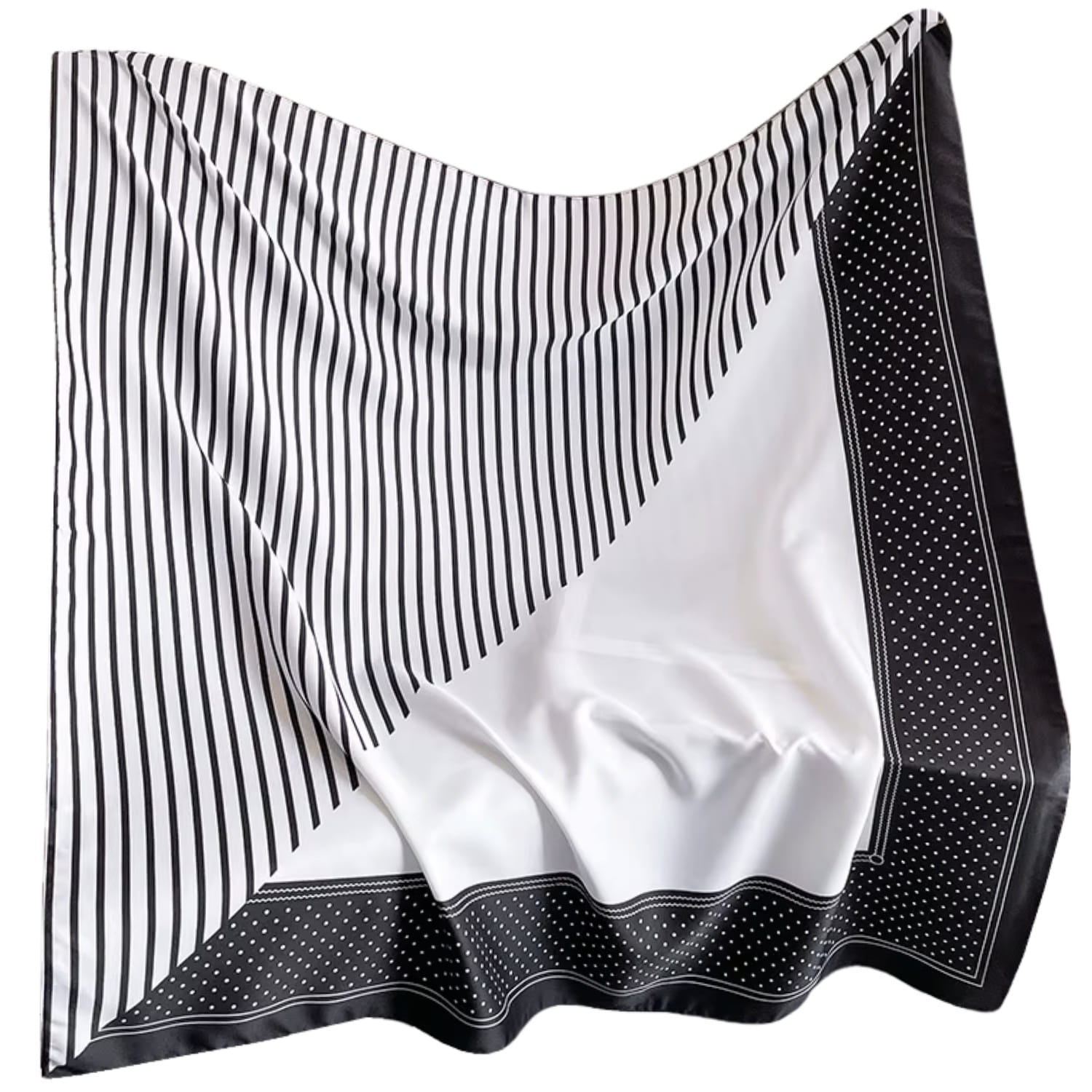 Apaszka, Model: F338-3//T35//14, Kolor: czarny, Skład materiału: 100% Poliester, Przeznaczenie: Wielosezonowe, Wymiary(długość/szerokość): 90cm/90cm (Apaszka, zdjęcie 4)