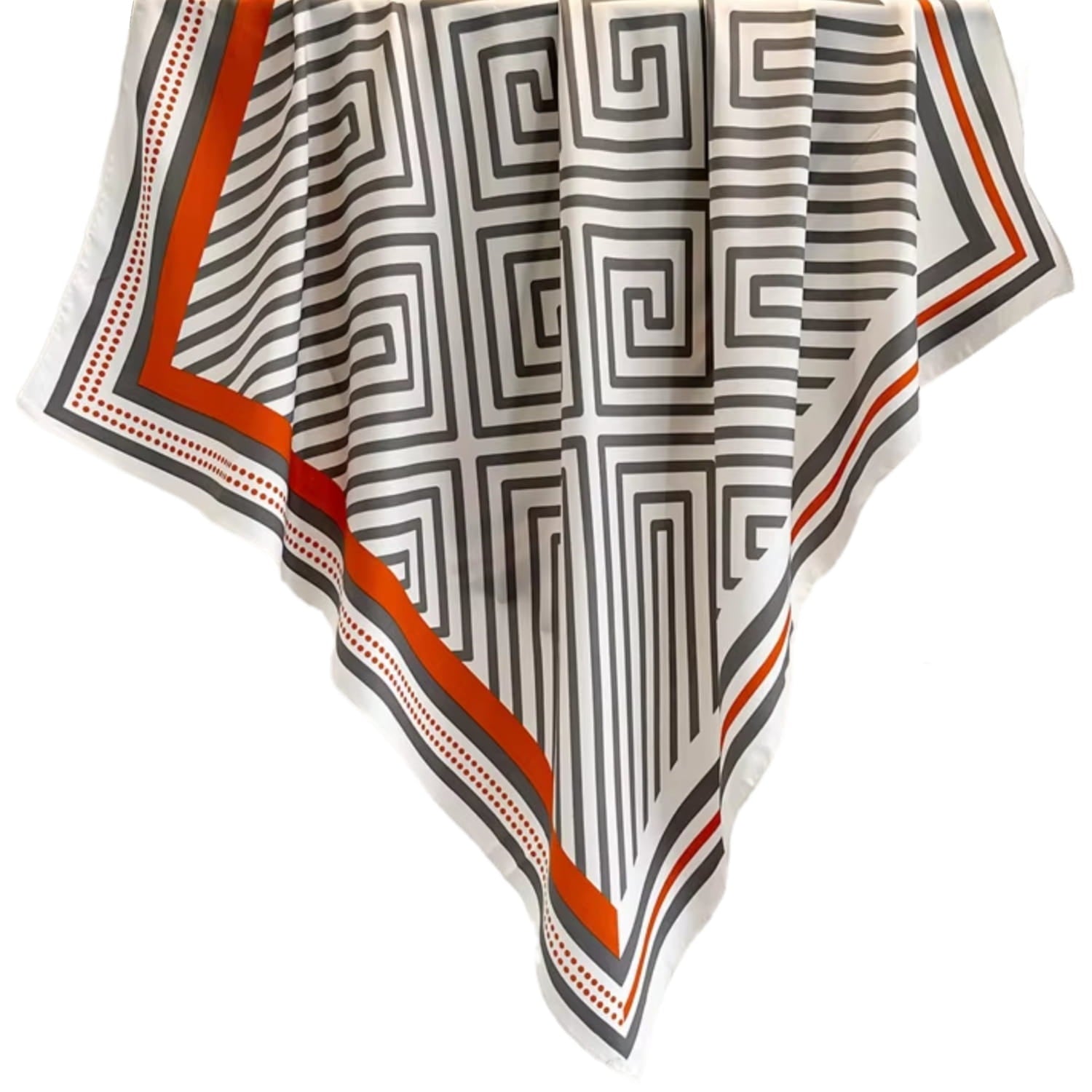 Apaszka, Model: F240-1//T36//15, Kolor: szary, Skład materiału: 100% Poliester, Przeznaczenie: Wielosezonowe, Wymiary(długość/szerokość): 90cm/90cm (Apaszka, zdjęcie 4)