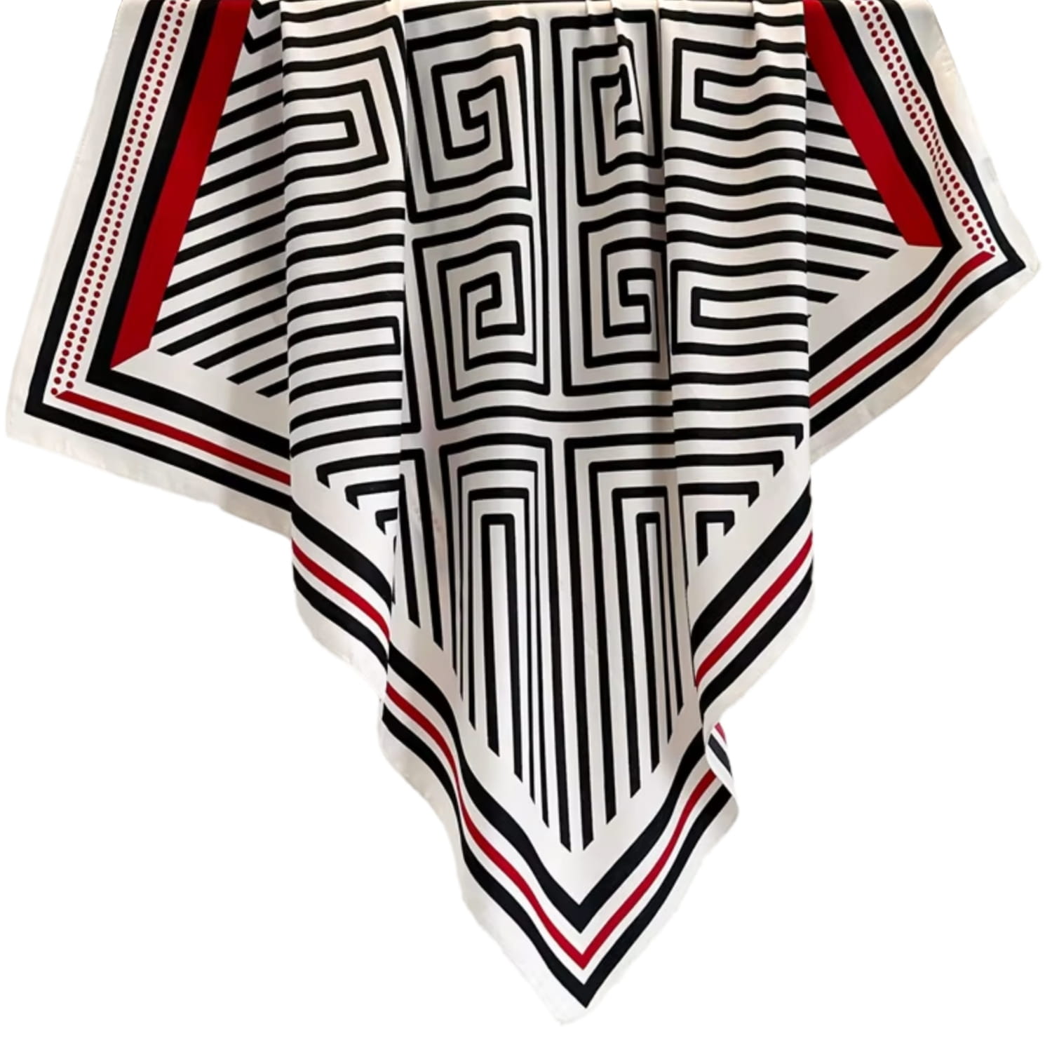 Apaszka, Model: F240-4//T36//15, Kolor: czarny, Skład materiału: 100% Poliester, Przeznaczenie: Wielosezonowe, Wymiary(długość/szerokość): 90cm/90cm (Apaszka, zdjęcie 4)