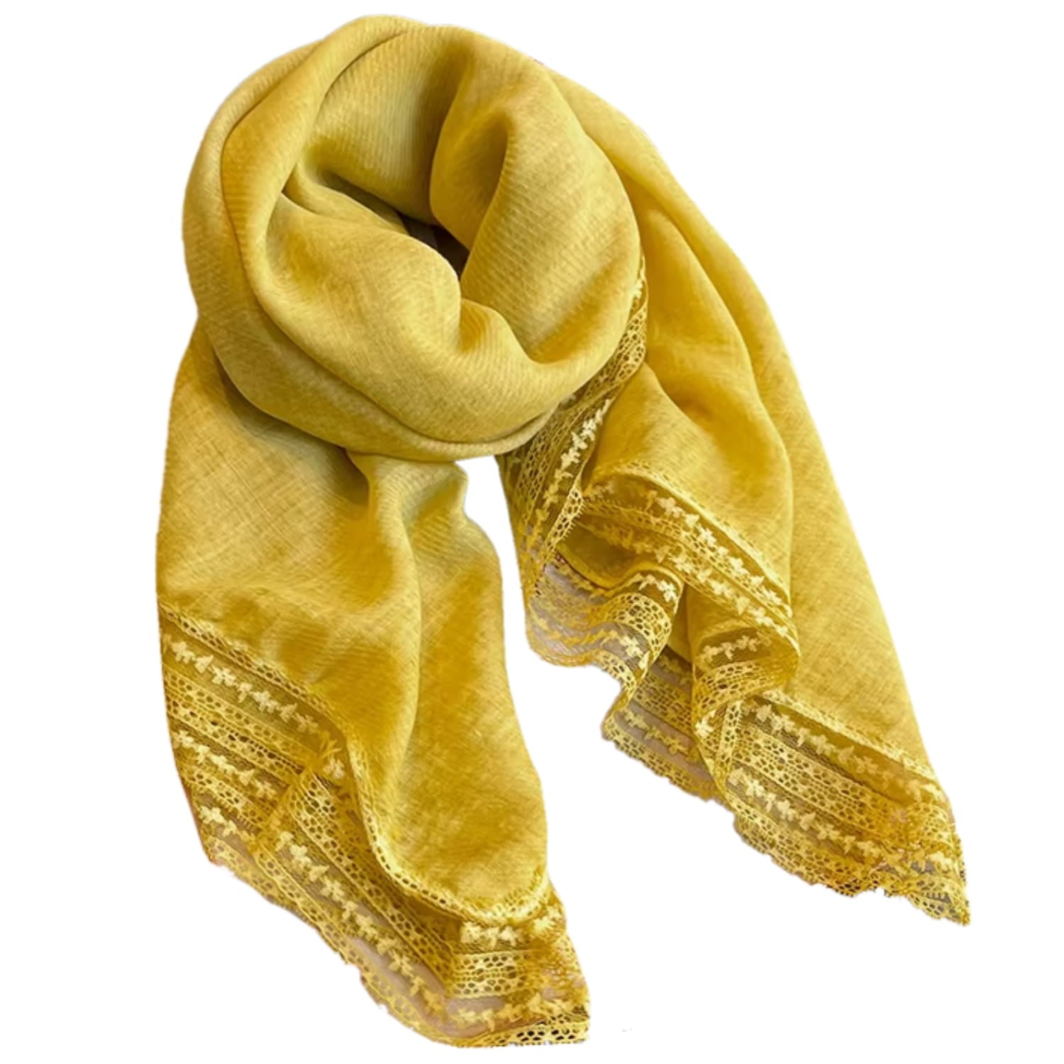 Chusta Damska, Model: C2223-6//T29//8, Kolor: żółty, Skład materiału: 80% Bawełna; 20% Poliester, Przeznaczenie: Wielosezonowe, Wymiary(długość/szerokość): 100cm/100cm (Chusta Damska, zdjęcie 3)