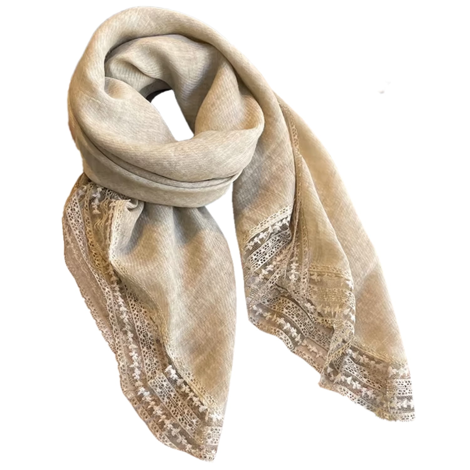 Chusta Damska, Model: C2223-3//T29//8, Kolor: beżowy, Skład materiału: 80% Bawełna; 20% Poliester, Przeznaczenie: Wielosezonowe, Wymiary(długość/szerokość): 100cm/100cm (Chusta Damska, zdjęcie 2)