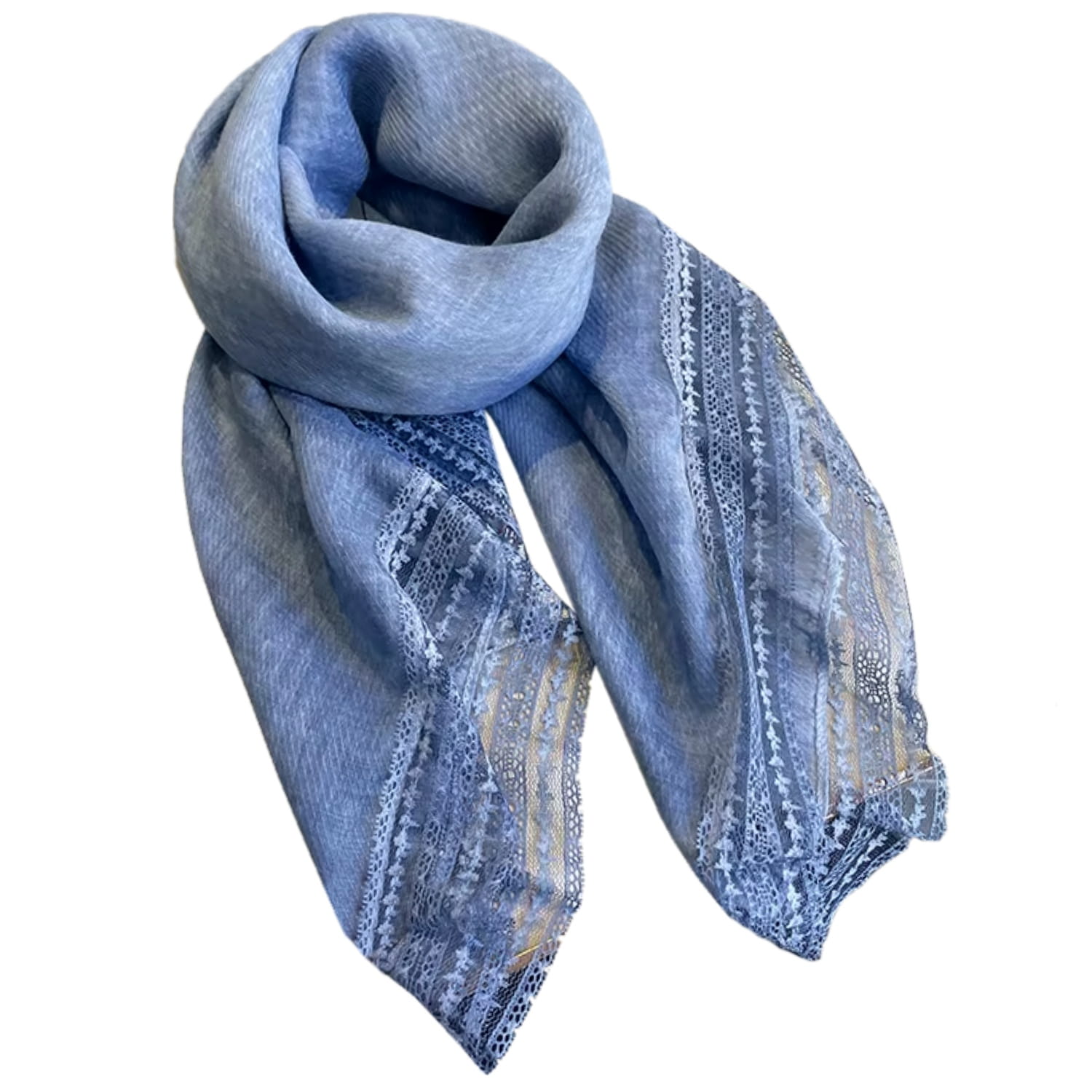 Chusta Damska, Model: C2223-7//T29//8, Kolor: jeansowy, Skład materiału: 80% Bawełna; 20% Poliester, Przeznaczenie: Wielosezonowe, Wymiary(długość/szerokość): 100cm/100cm (Chusta Damska, zdjęcie 3)