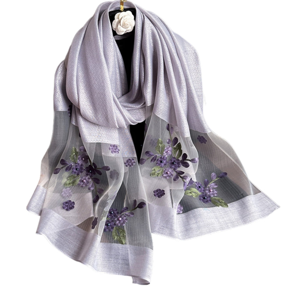 Szalik Damski, Model: RS033-11//T22//1, Kolor: fioletowy, Skład materiału: 60% Jedwab; 40% Poliester, Przeznaczenie: Wielosezonowe, Wymiary(długość/szerokość): 180cm/70cm (Szalik Damski, zdjęcie 4)