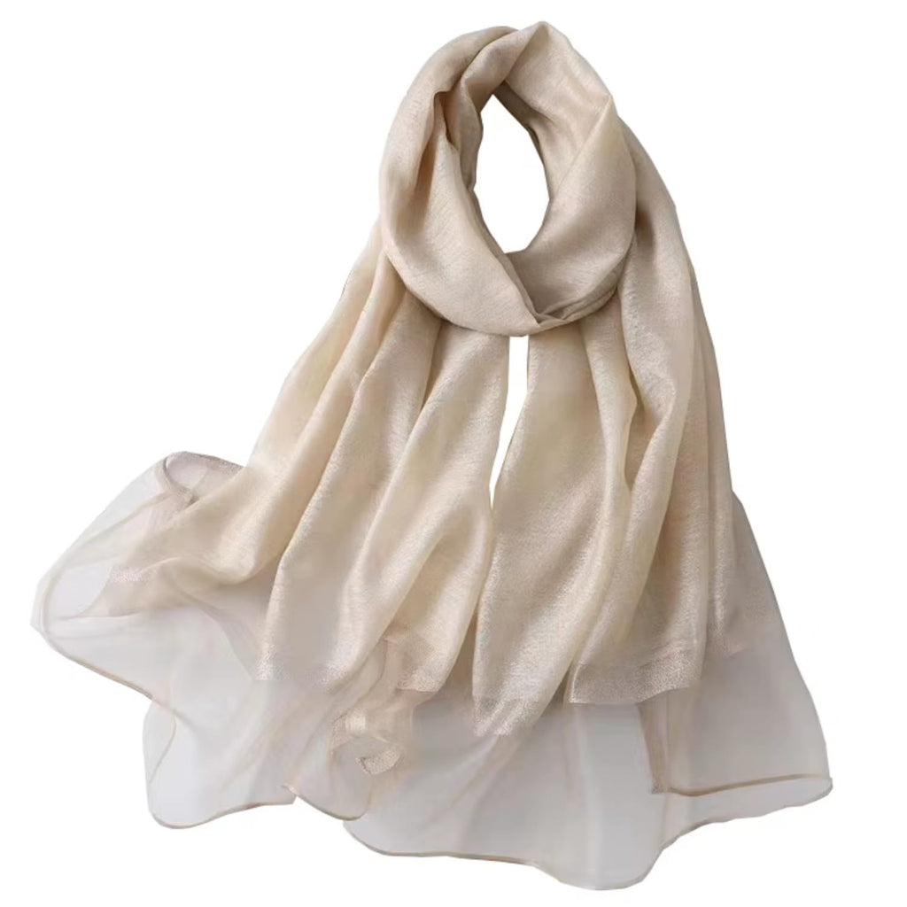 Szalik Damski, Model: RS034-7//T22//1, Kolor: ekru, Skład materiału: 60% Jedwab; 40% Poliester, Przeznaczenie: Wielosezonowe, Wymiary(długość/szerokość): 180cm/70cm (Szalik Damski, zdjęcie 5)