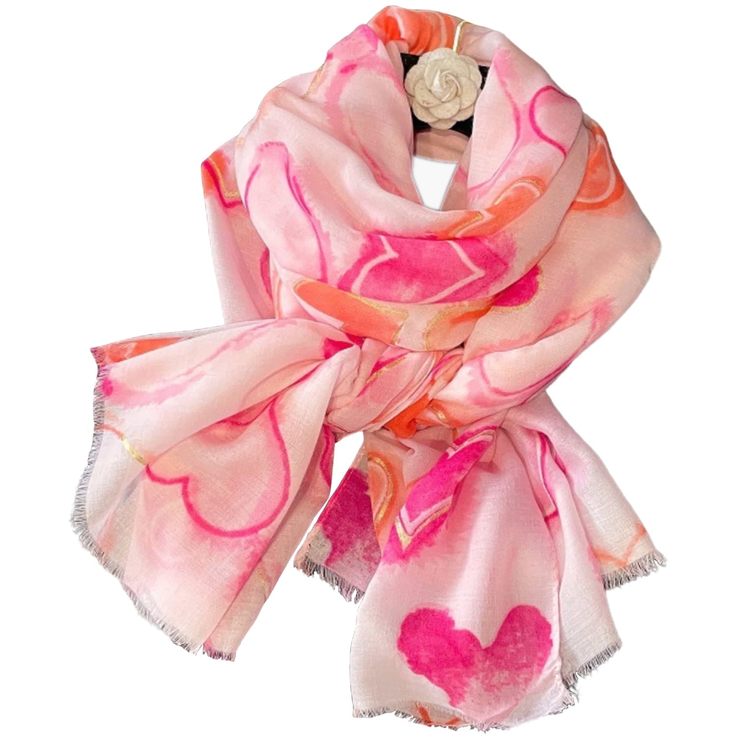 Bok szala z widocznym wzorem serc, ukazujący jego lekkość i elegancki wygląd w naturalnym świetle | KAMEA | Spironik.pl