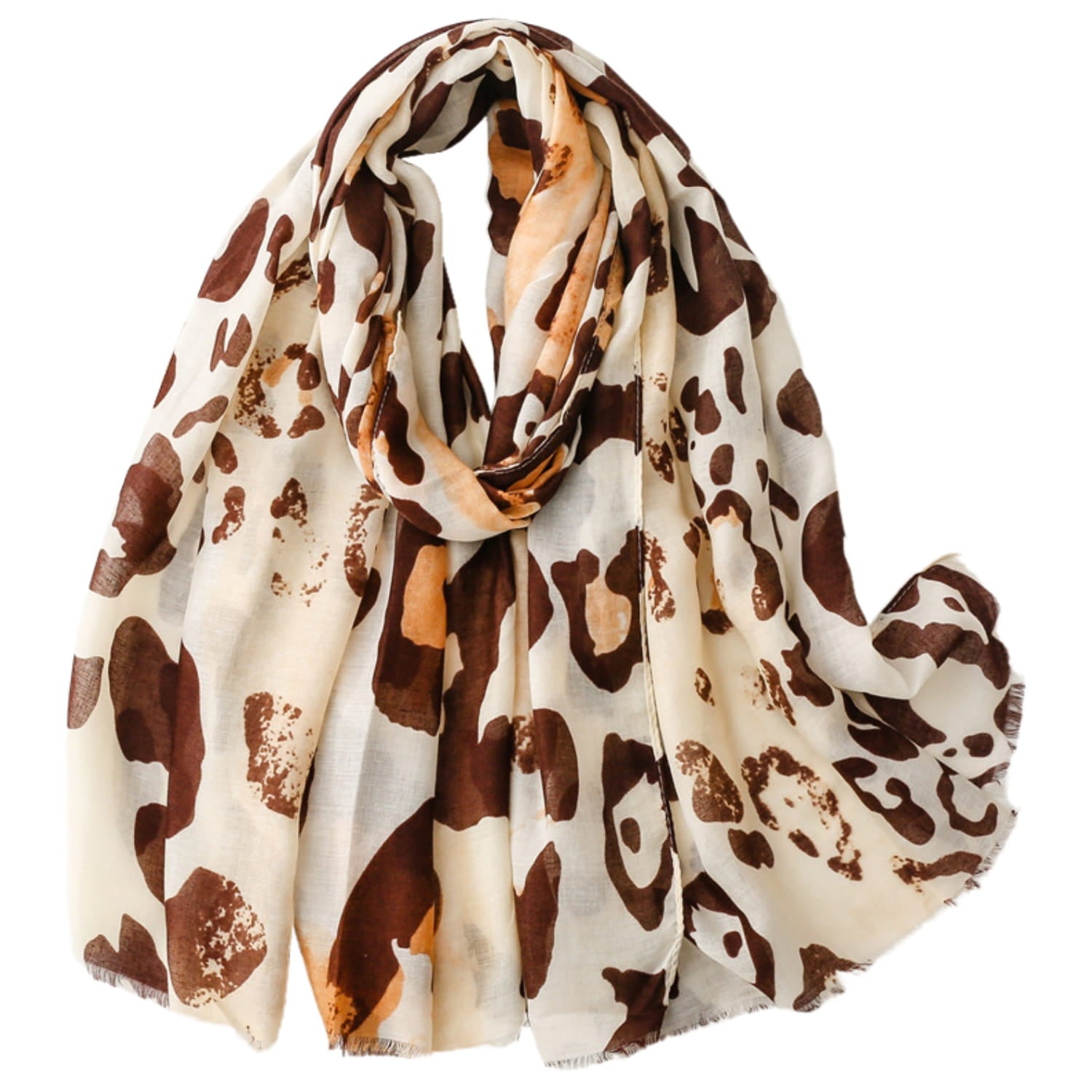 Szal z naturalnymi kolorami, inspirowany zwierzęcymi printami w artystycznym stylu | KAMEA | Spironik.pl