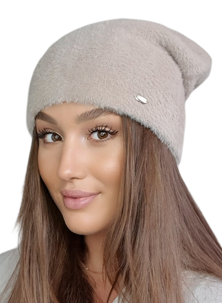 Czapki, Model: Iryda, Kolor: ciemny beżowy, Skład materiału: 100% Poliamid, Rozmiar: Uniwersalny (54-60)