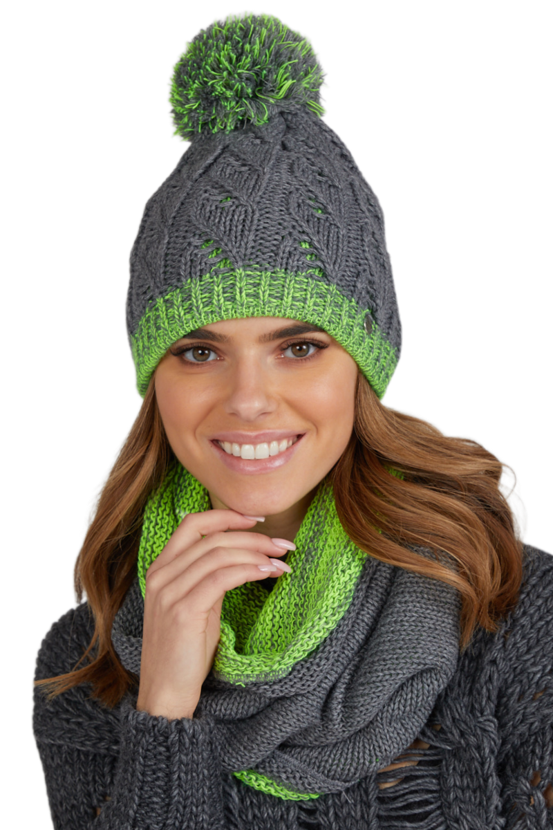 Czapka Damska, Model: Catrina, Kolor: szary, Skład materiału: 70% Wełna; 30% Akryl, Przeznaczenie: Jesień/Zima, Rozmiar: Uniwersalny (54-60)